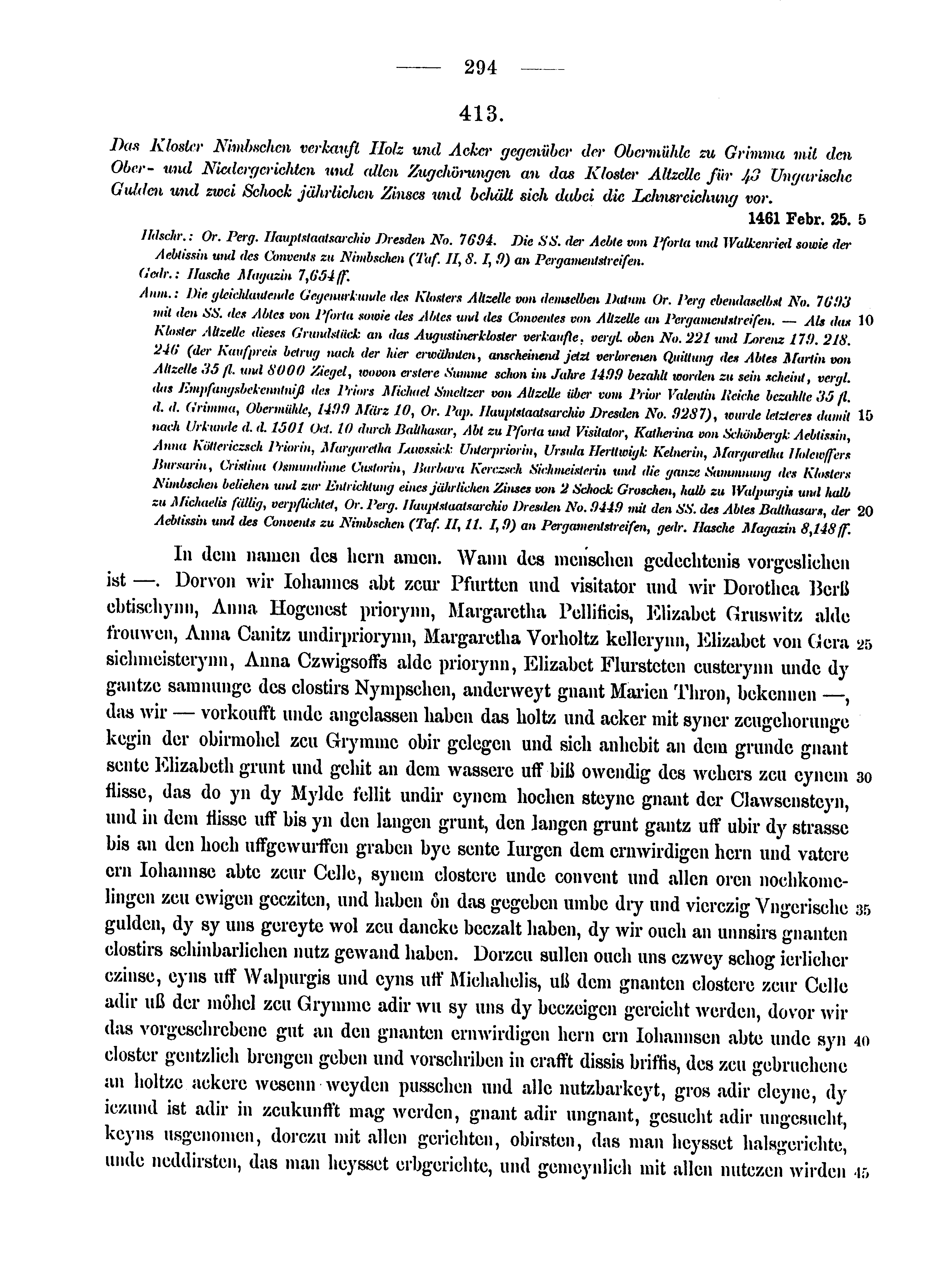 Historische Urkunde Seite 294 aus Band cds2_15