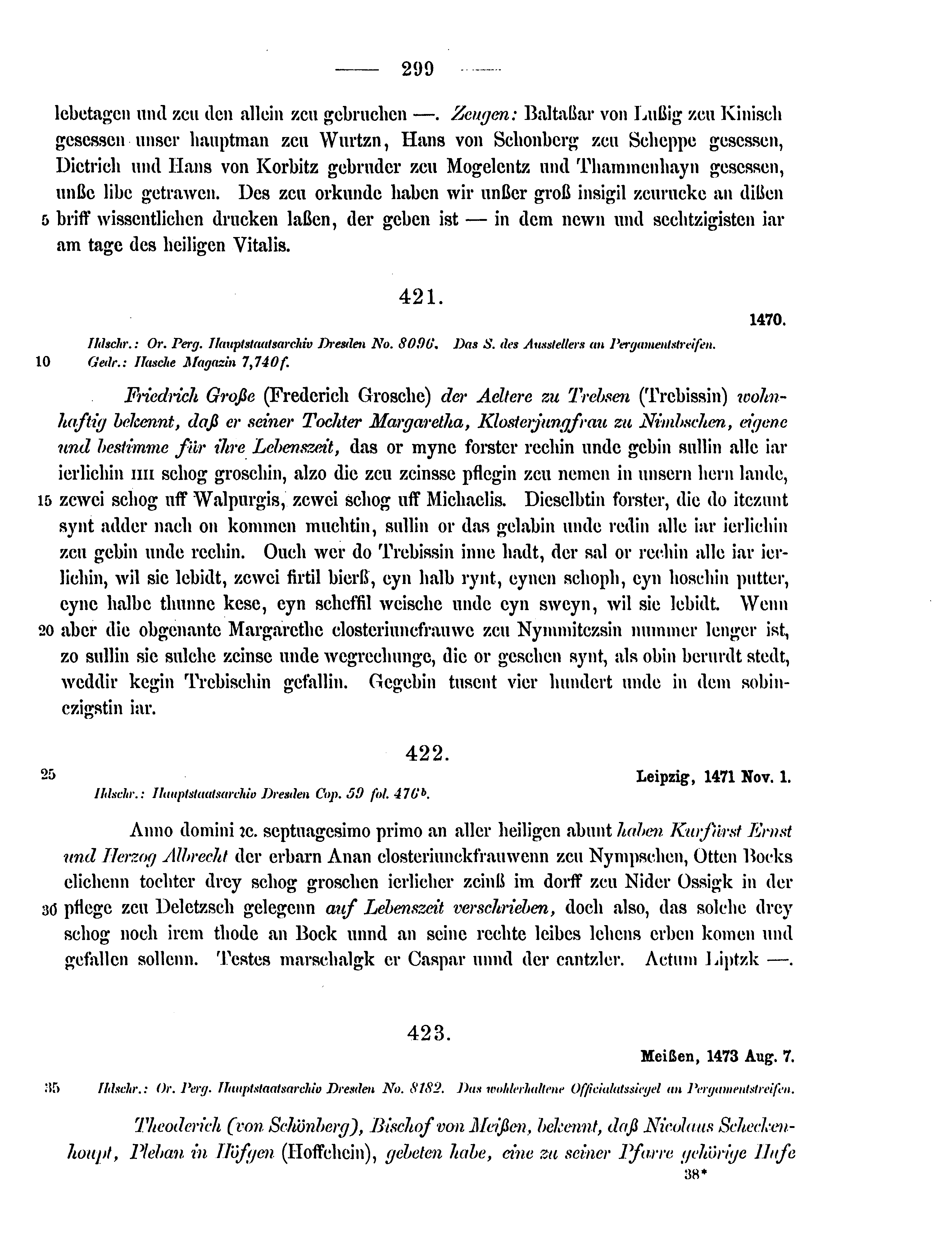 Historische Urkunde Seite 299 aus Band cds2_15