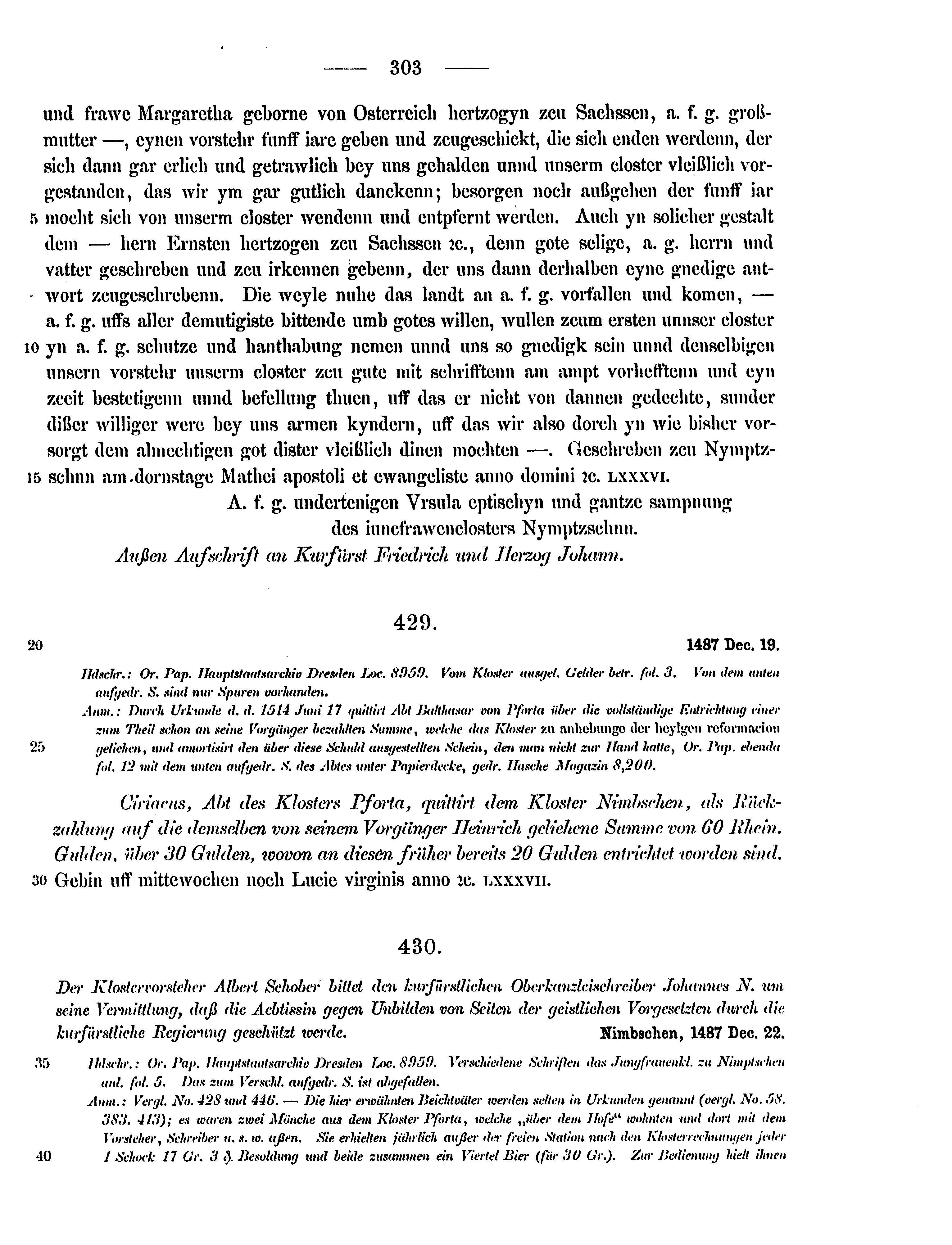 Historische Urkunde Seite 303 aus Band cds2_15