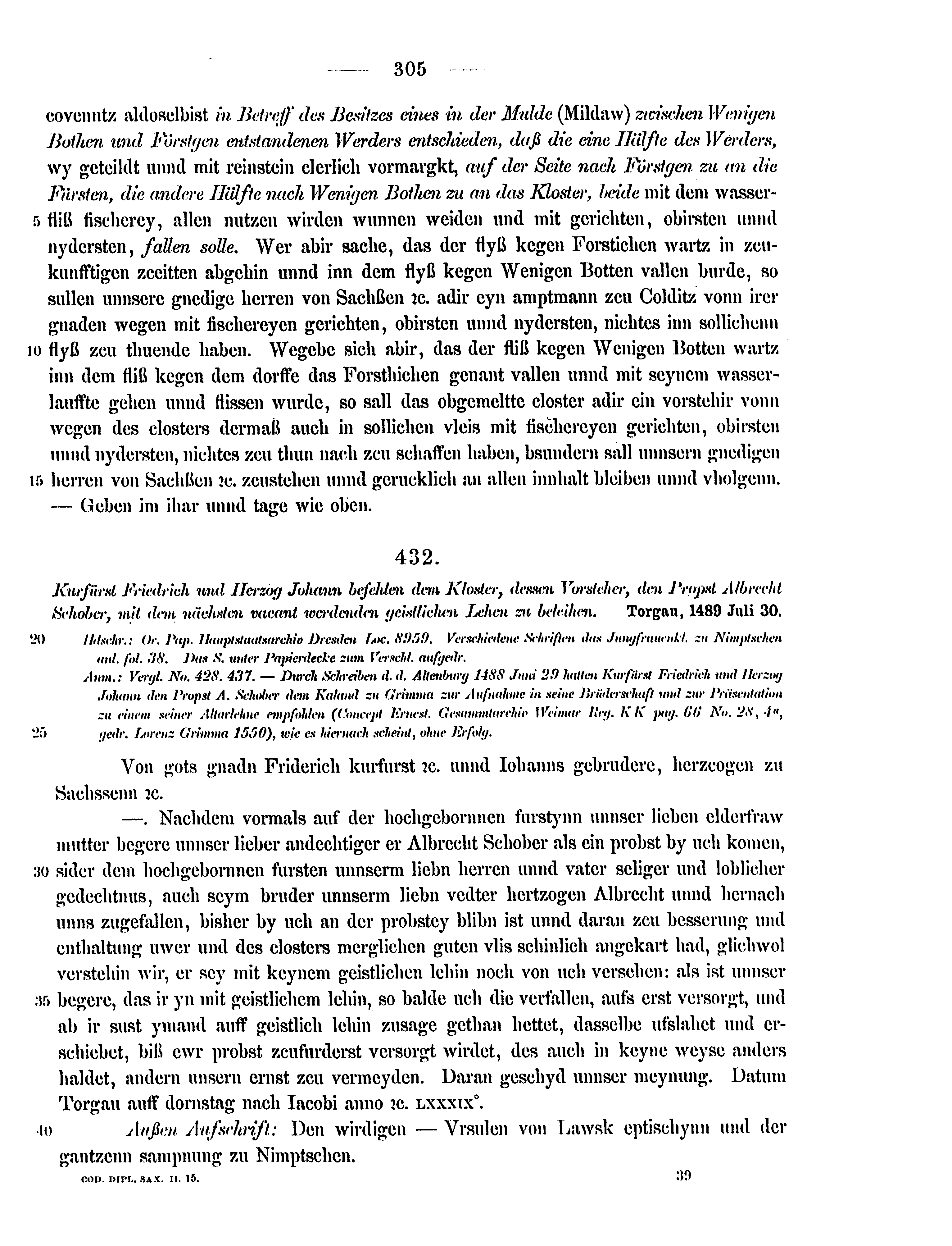 Historische Urkunde Seite 305 aus Band cds2_15