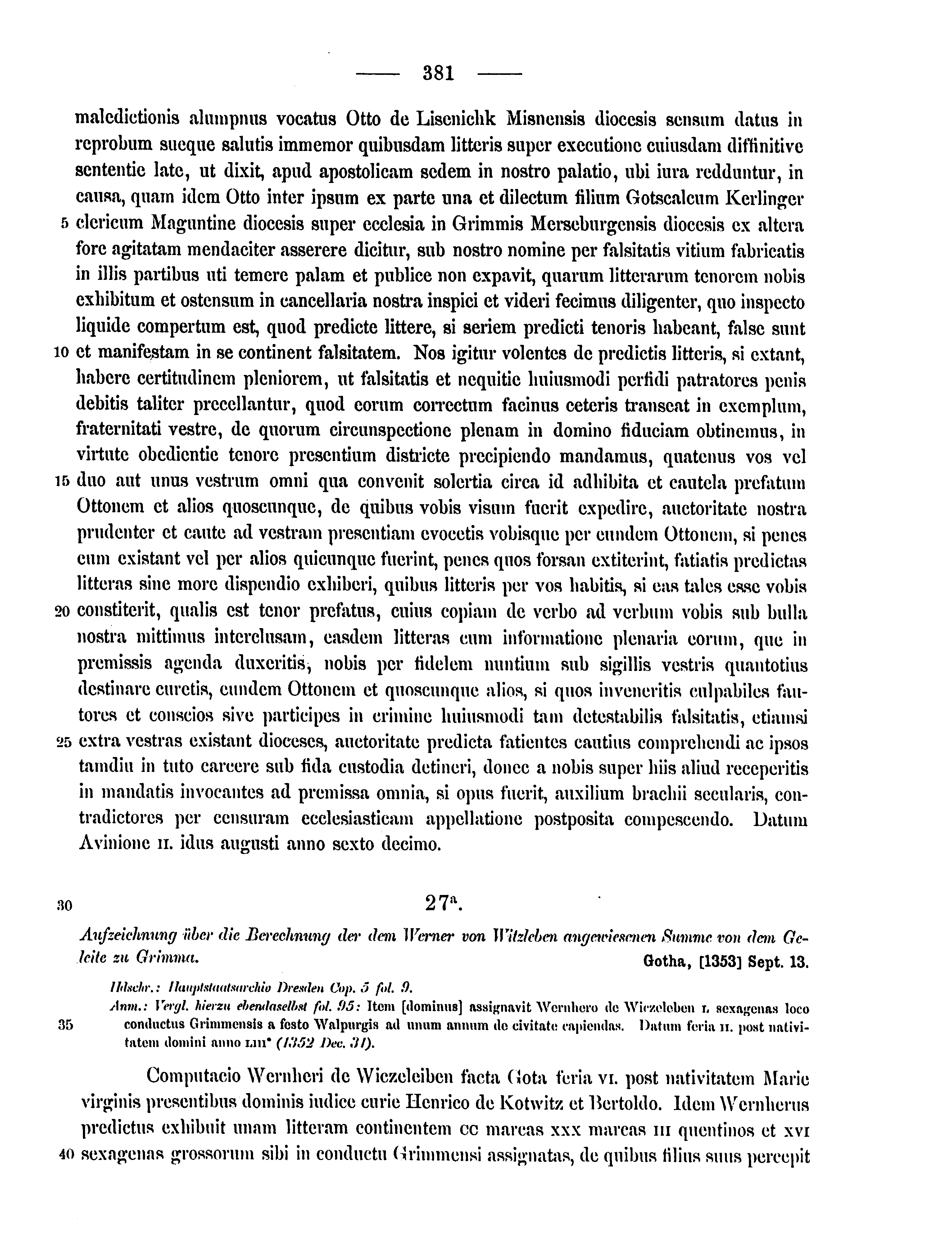 Historische Urkunde Seite 381 aus Band cds2_15