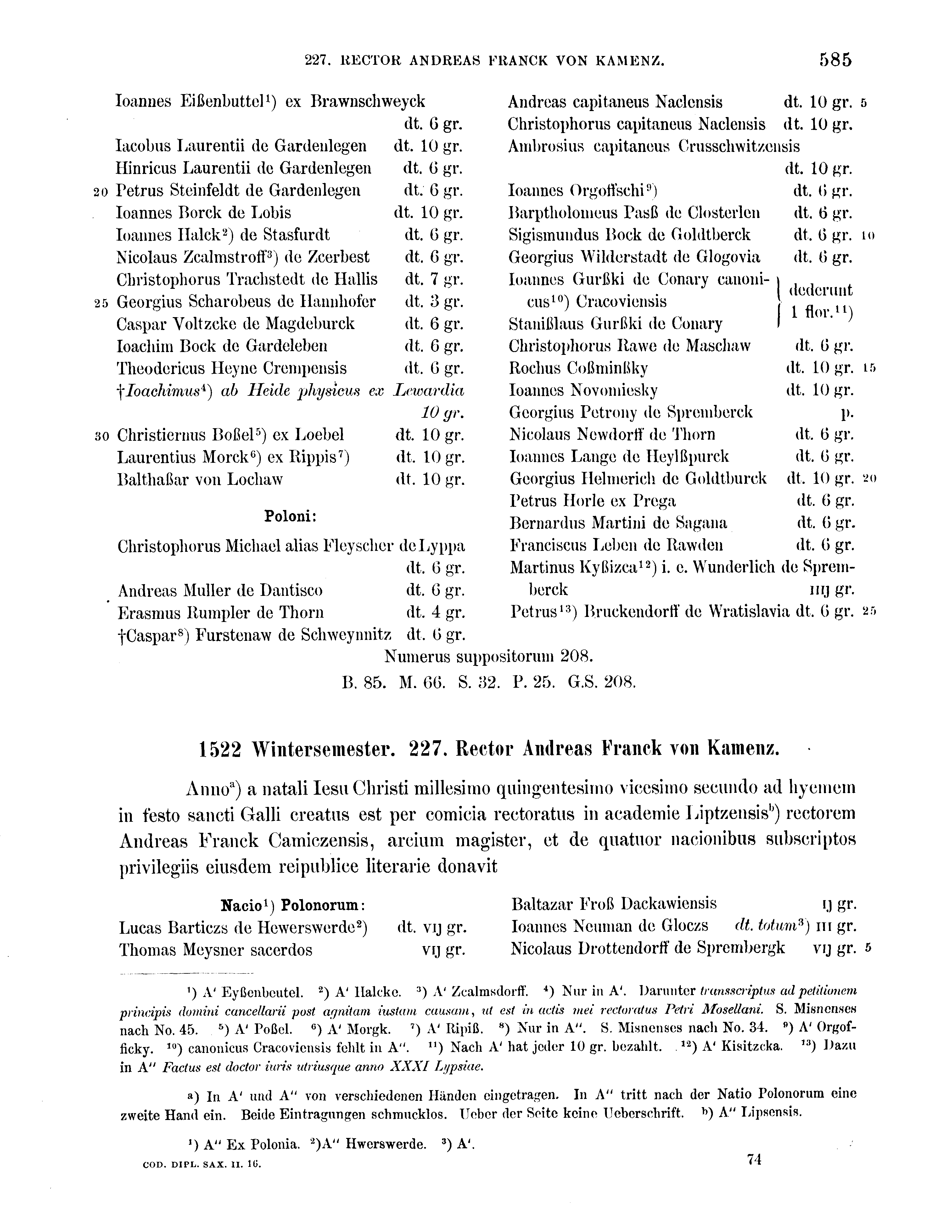 Historische Urkunde Seite 585 aus Band cds2_16