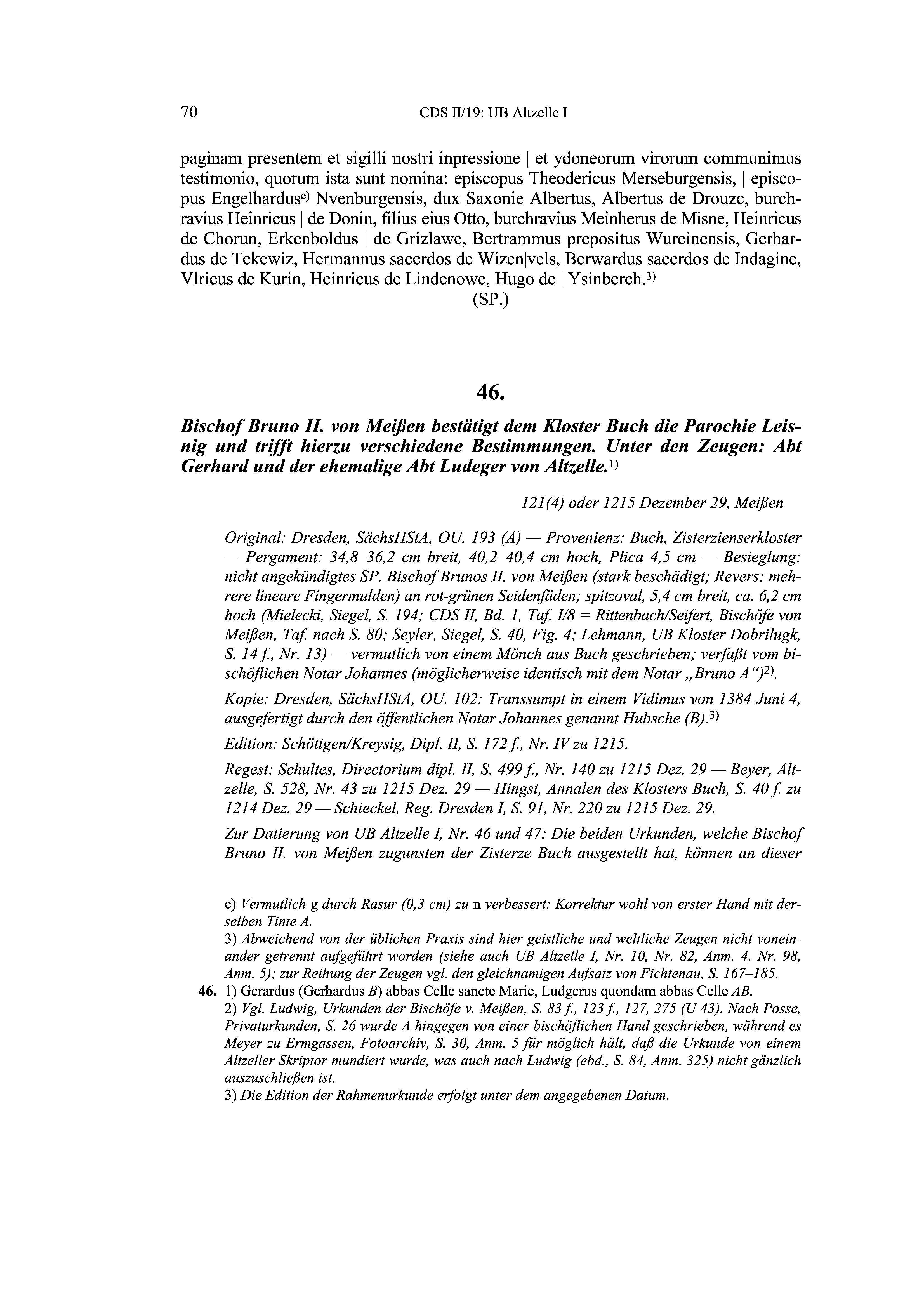 Historische Urkunde Seite 70 aus Band cds2_19