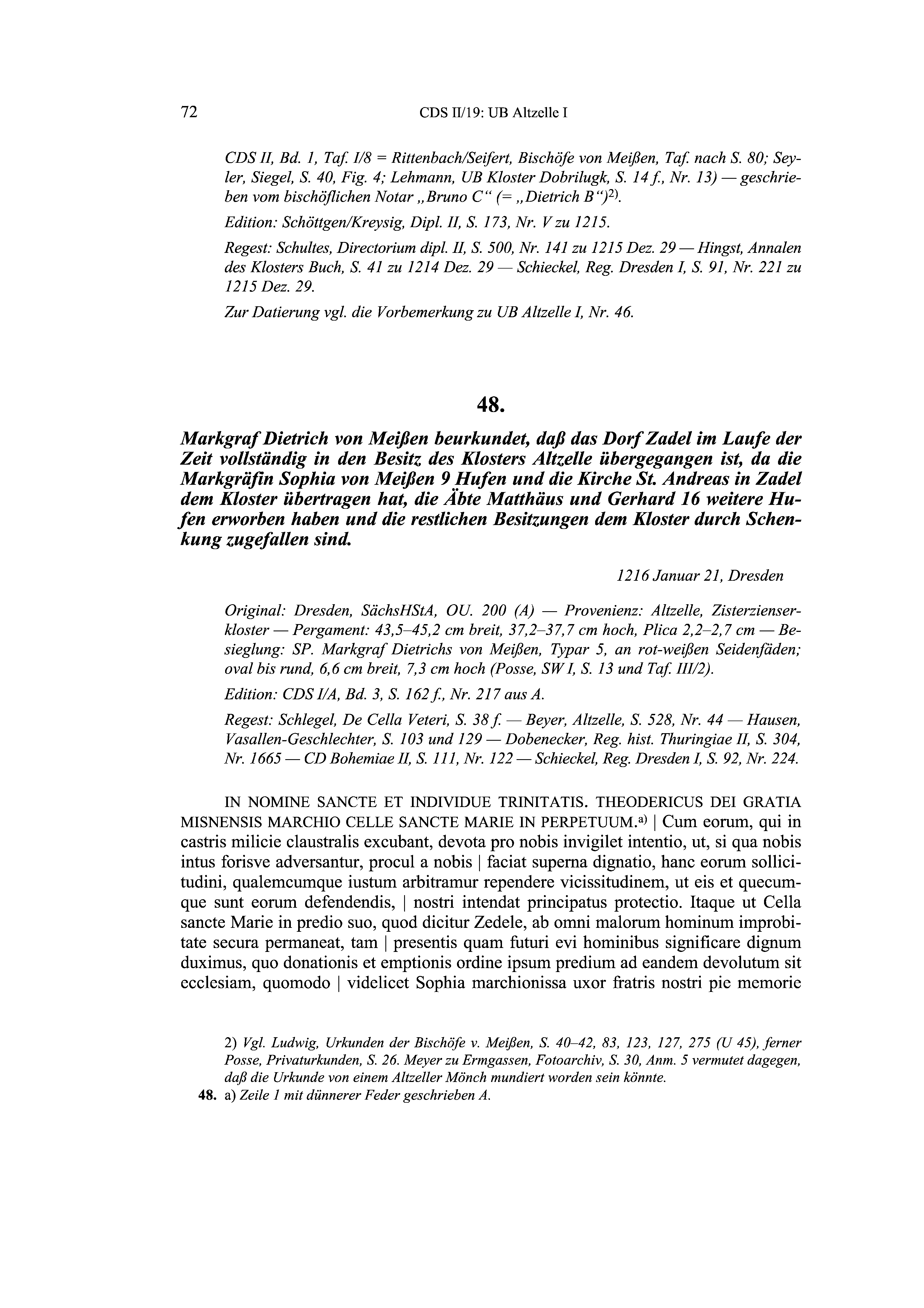 Historische Urkunde Seite 72 aus Band cds2_19