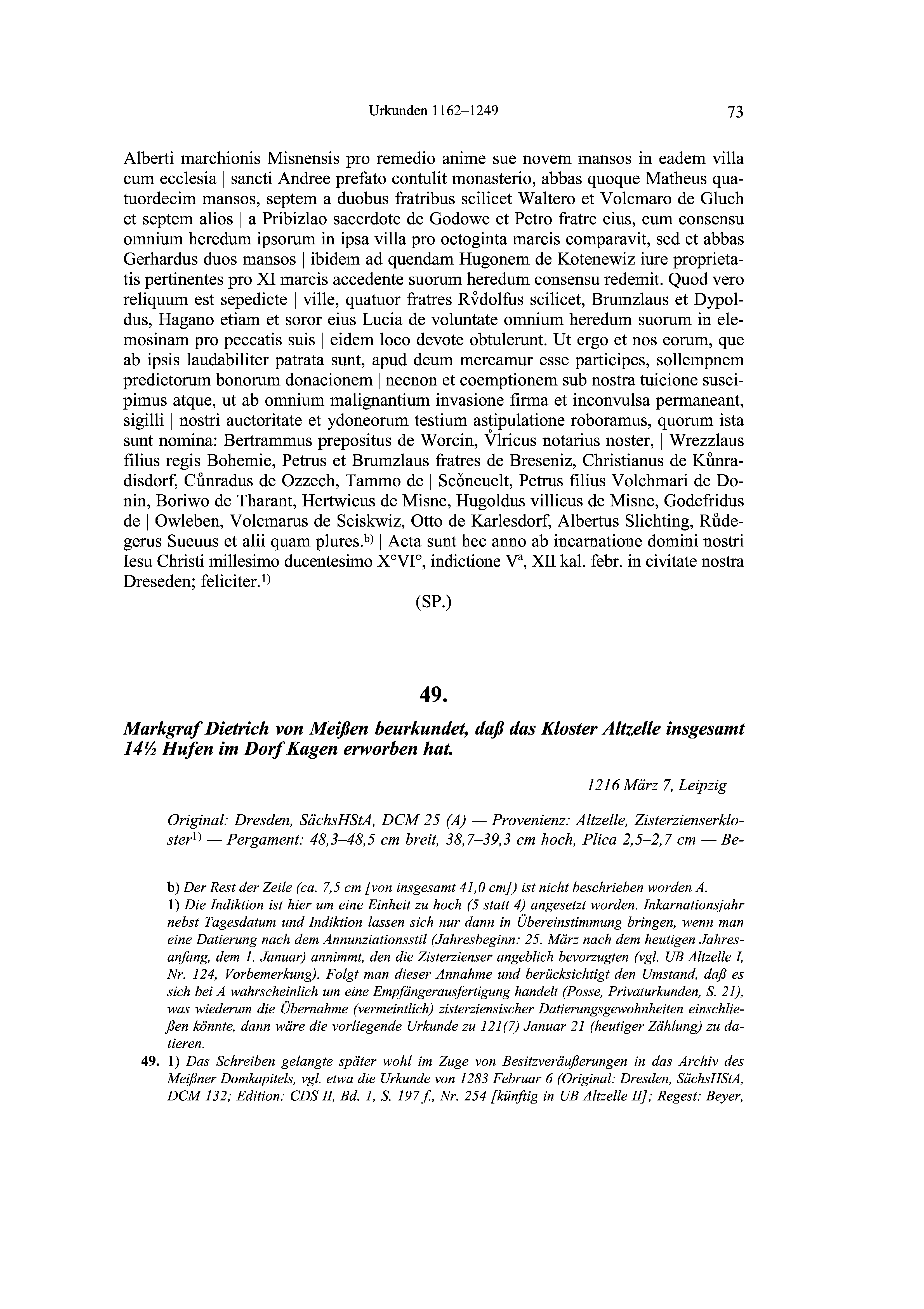 Historische Urkunde Seite 73 aus Band cds2_19