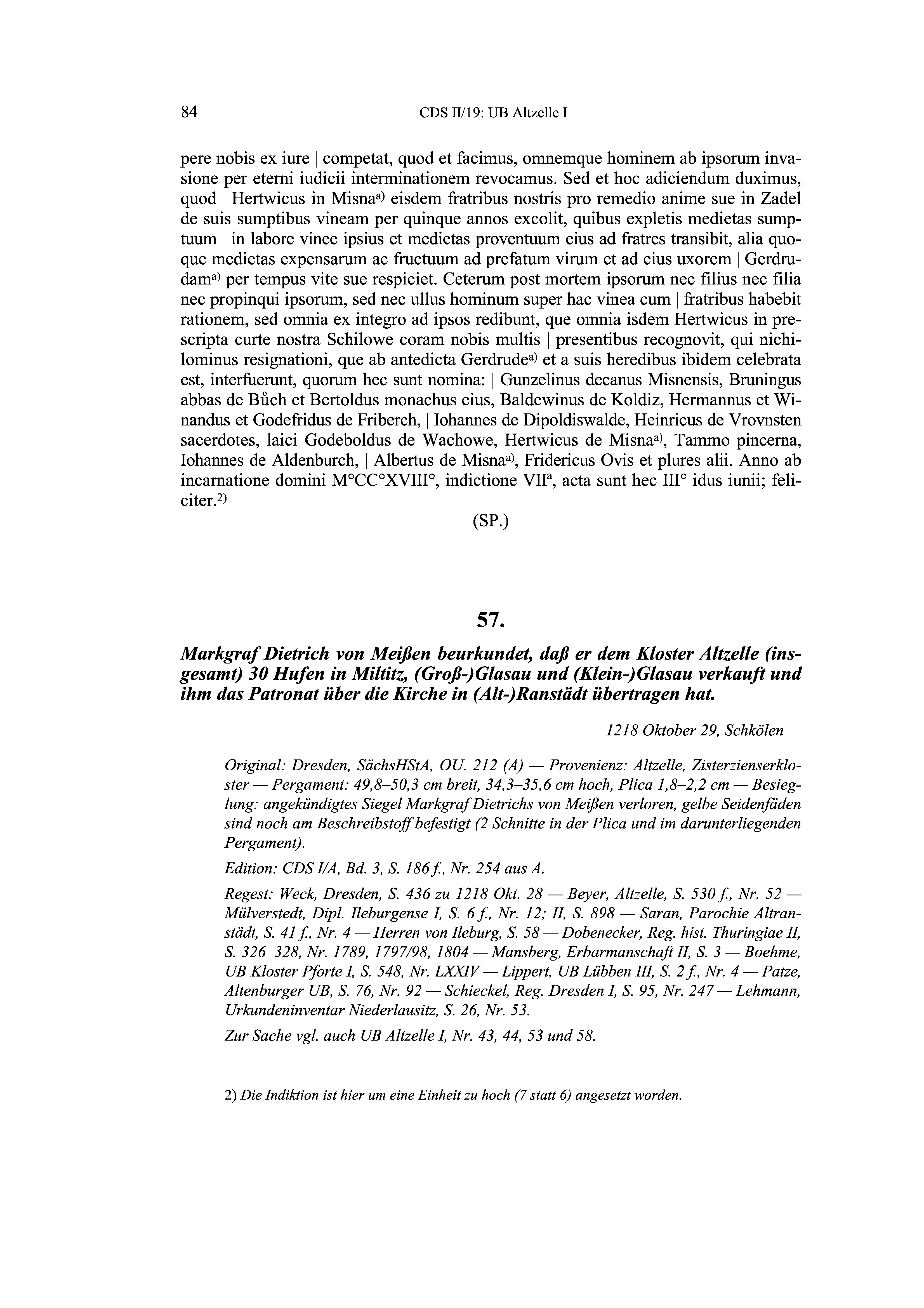 Historische Urkunde Seite 84 aus Band cds2_19