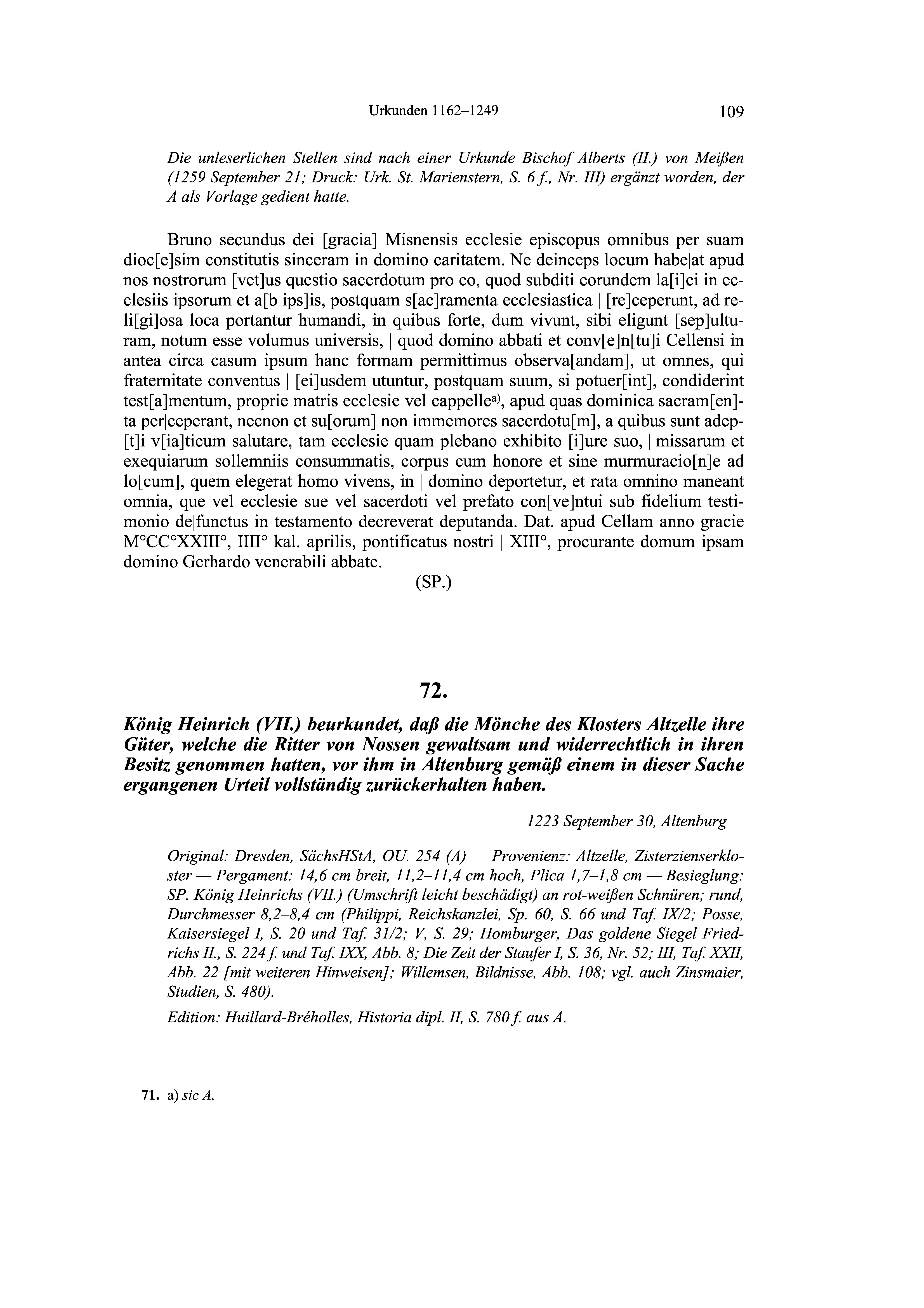 Historische Urkunde Seite 109 aus Band cds2_19