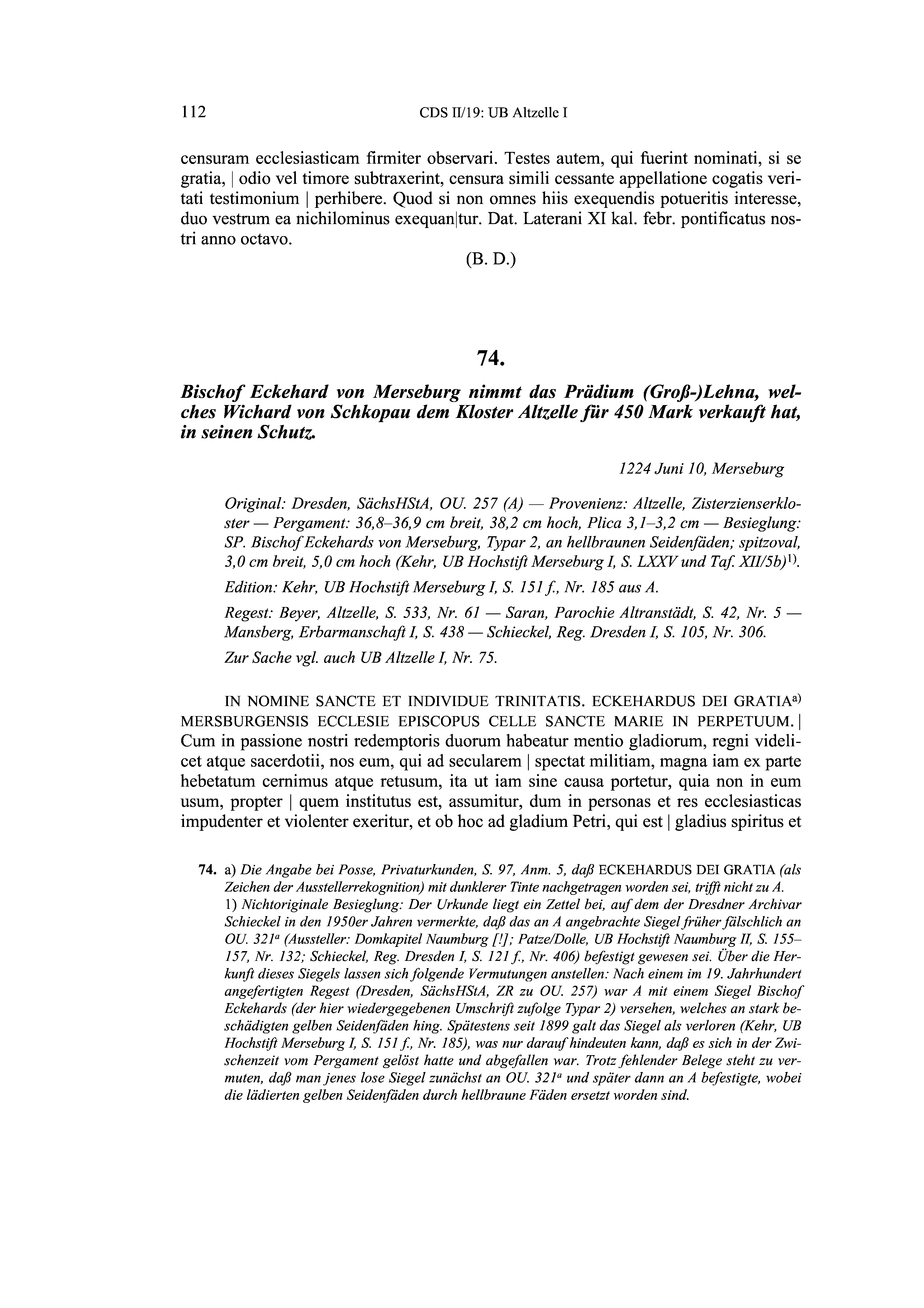 Historische Urkunde Seite 112 aus Band cds2_19