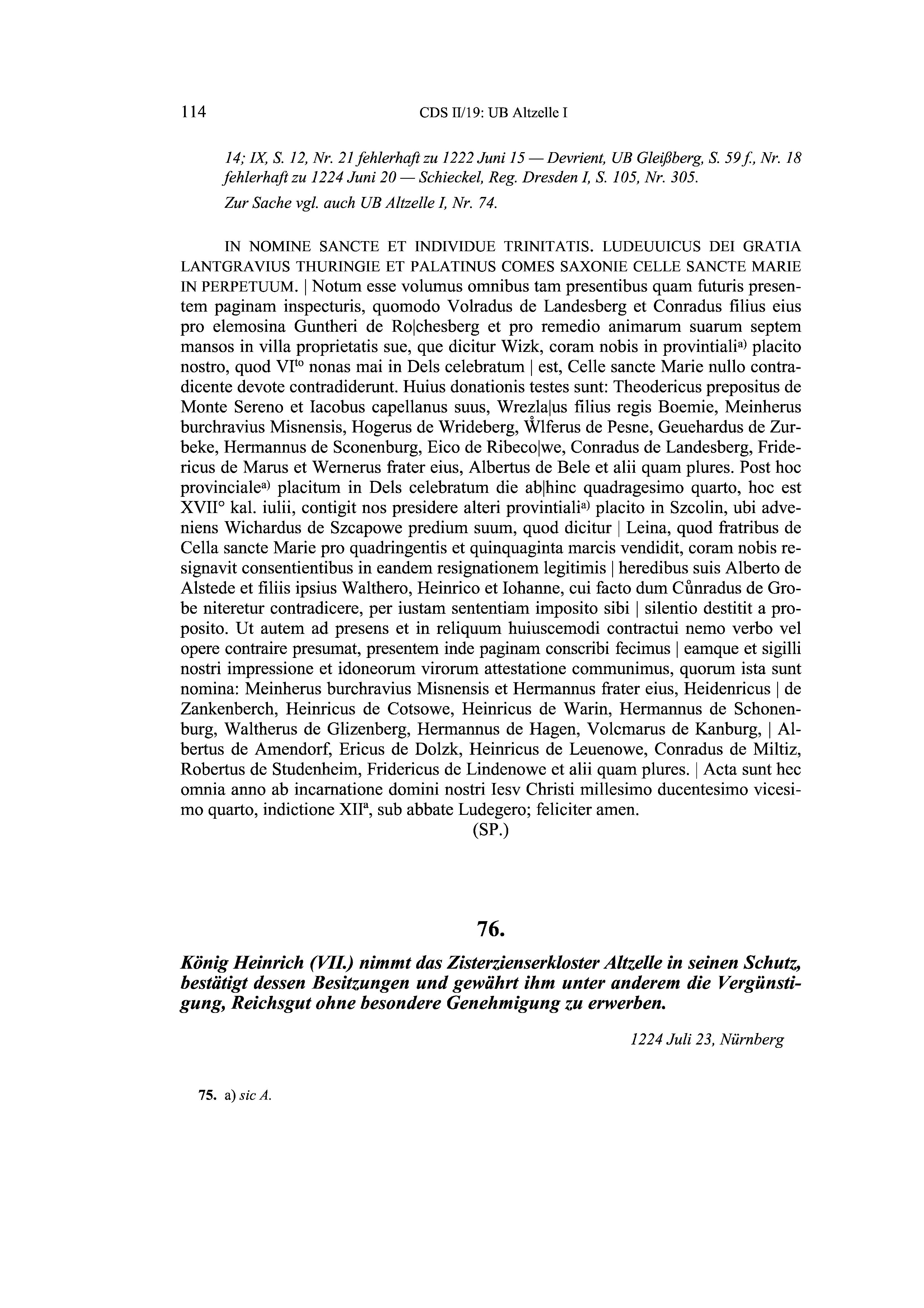 Historische Urkunde Seite 114 aus Band cds2_19