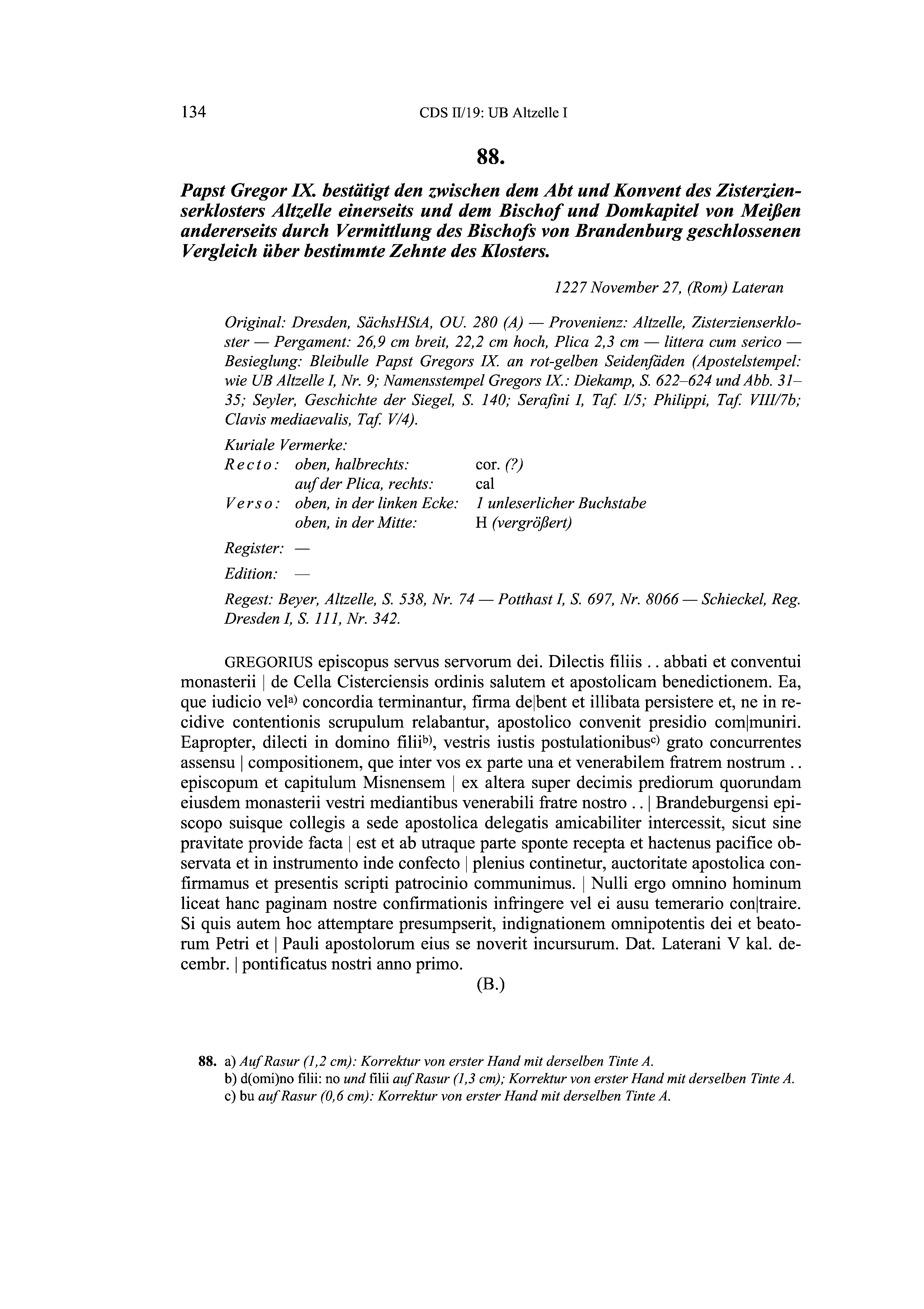 Historische Urkunde Seite 134 aus Band cds2_19