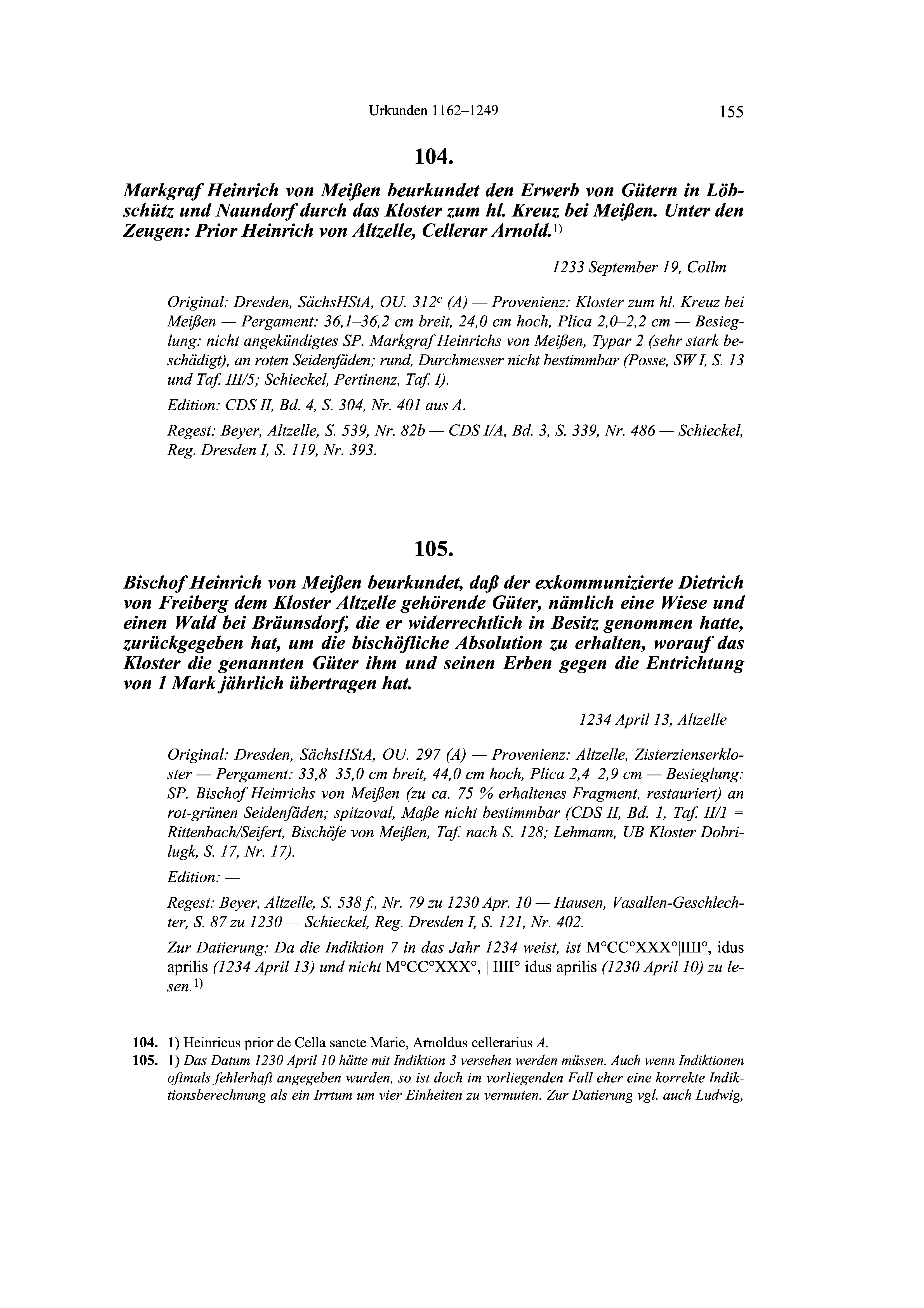 Historische Urkunde Seite 155 aus Band cds2_19