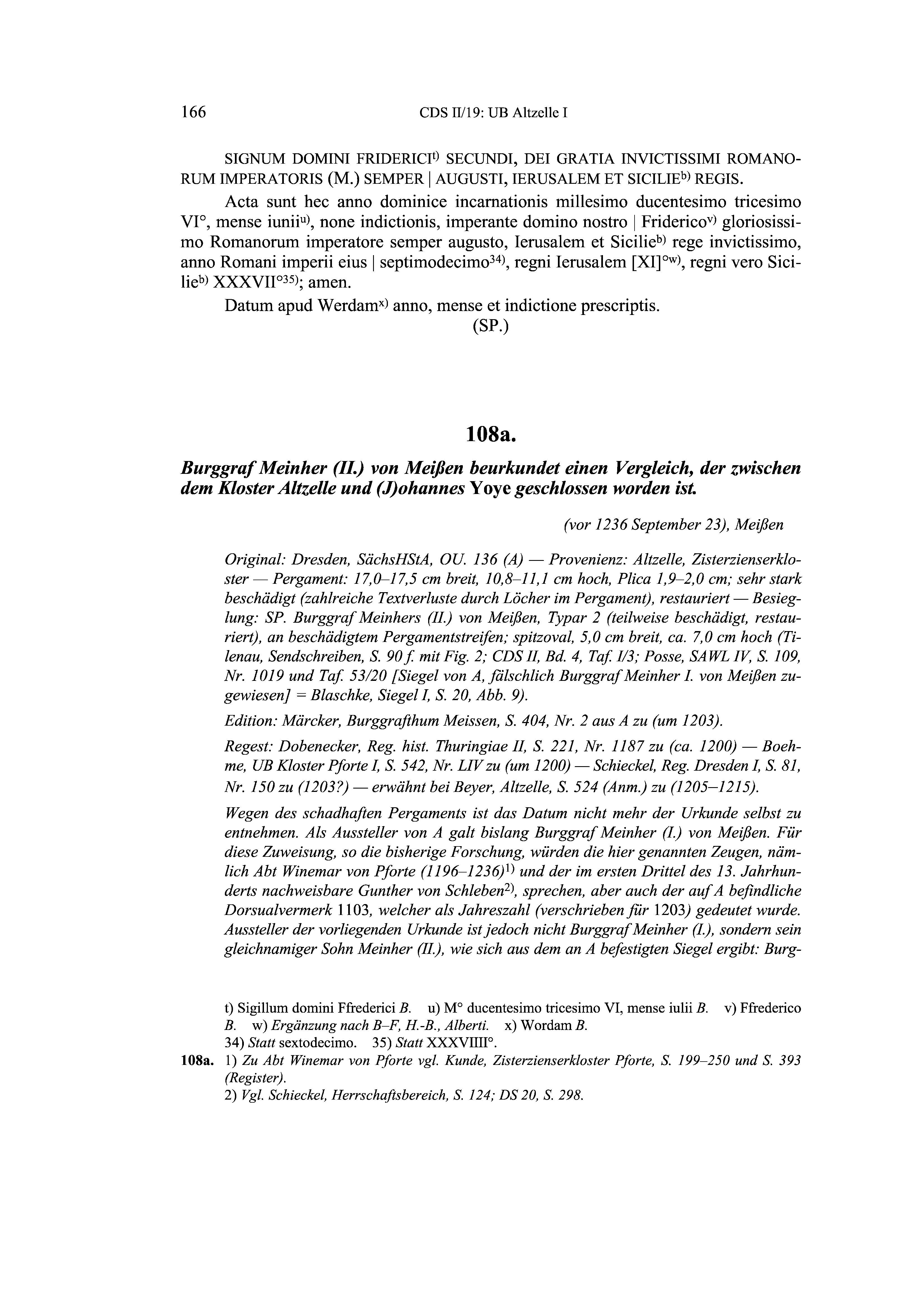 Historische Urkunde Seite 166 aus Band cds2_19