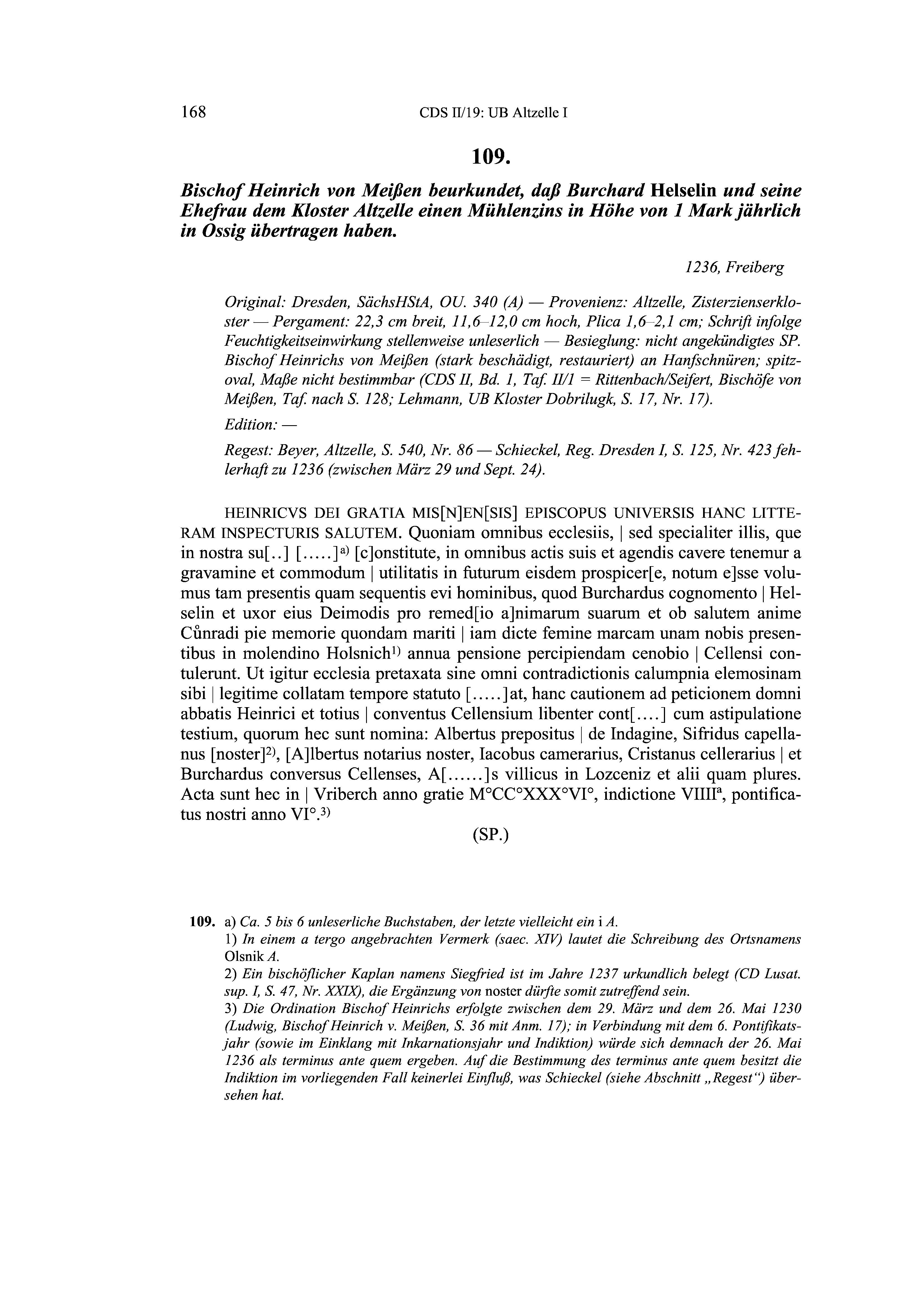 Historische Urkunde Seite 168 aus Band cds2_19