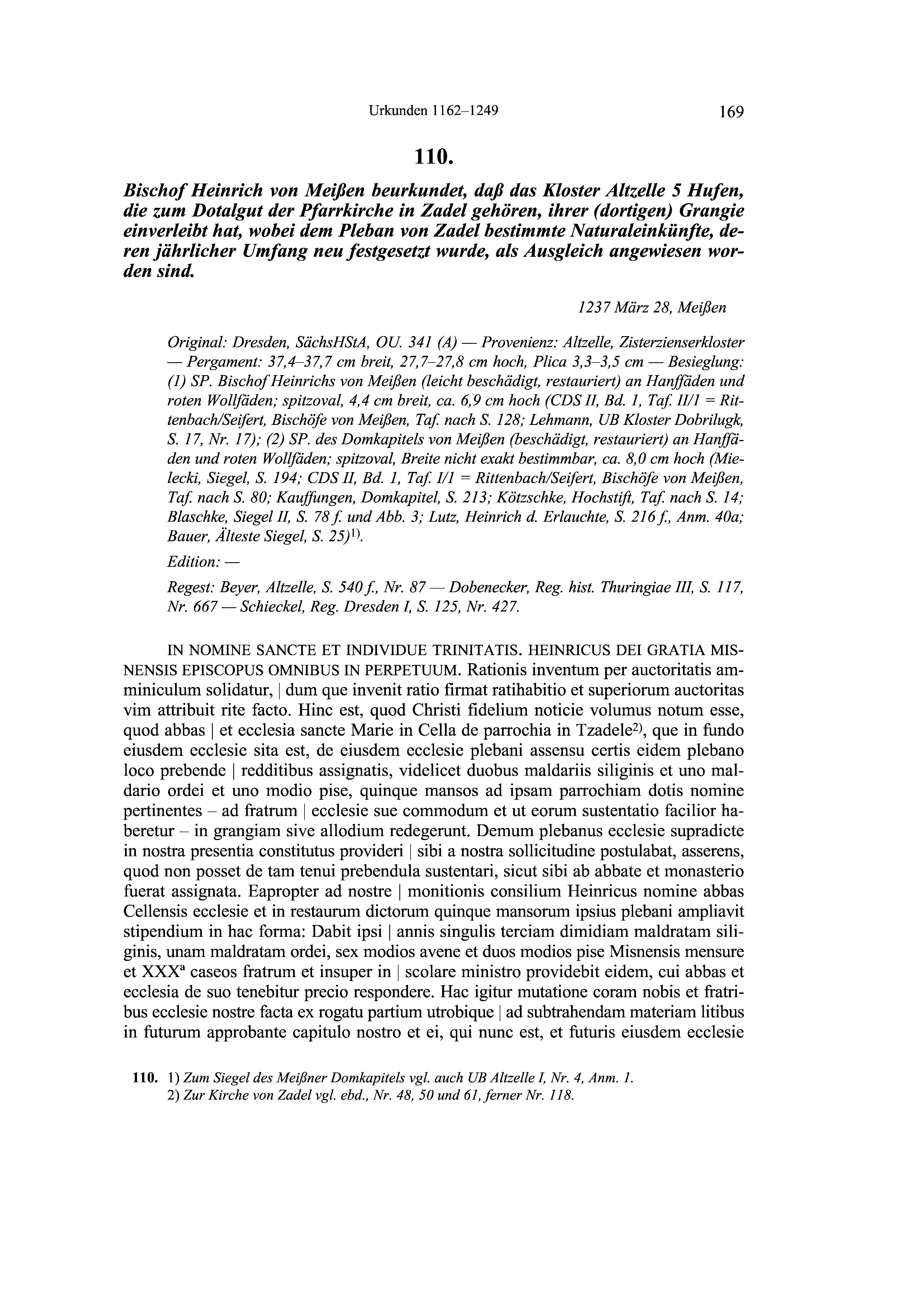 Historische Urkunde Seite 169 aus Band cds2_19