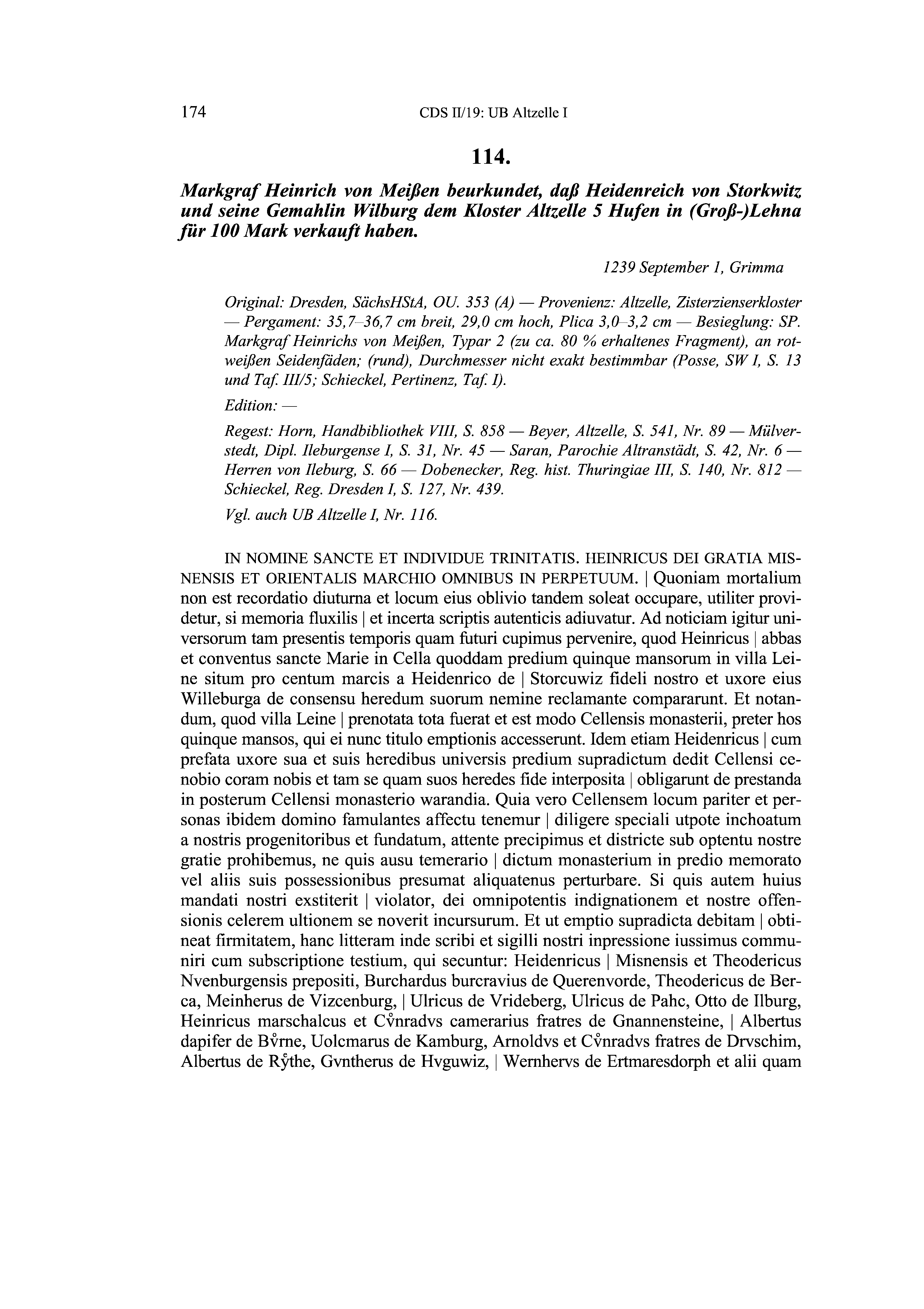 Historische Urkunde Seite 174 aus Band cds2_19