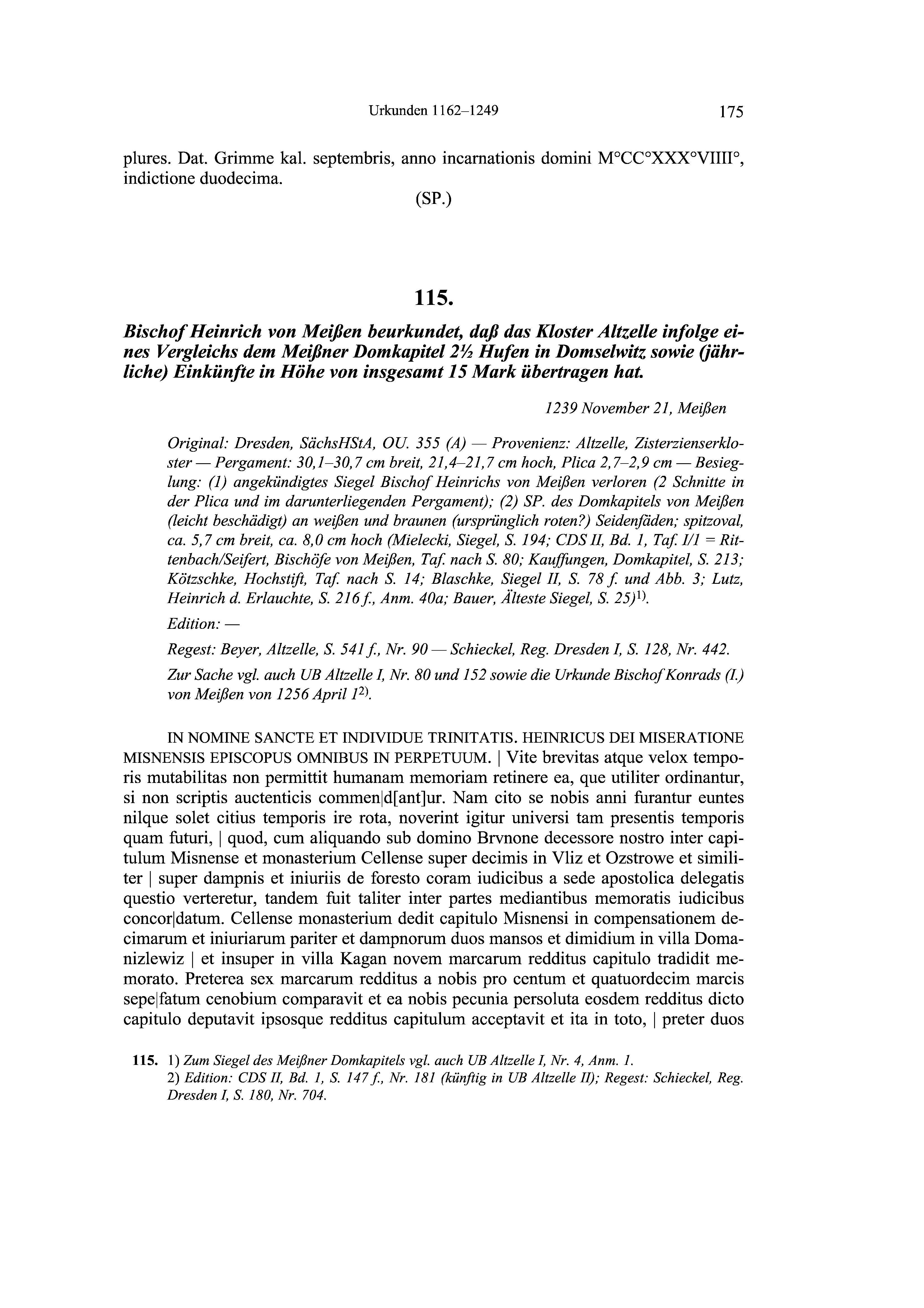 Historische Urkunde Seite 175 aus Band cds2_19