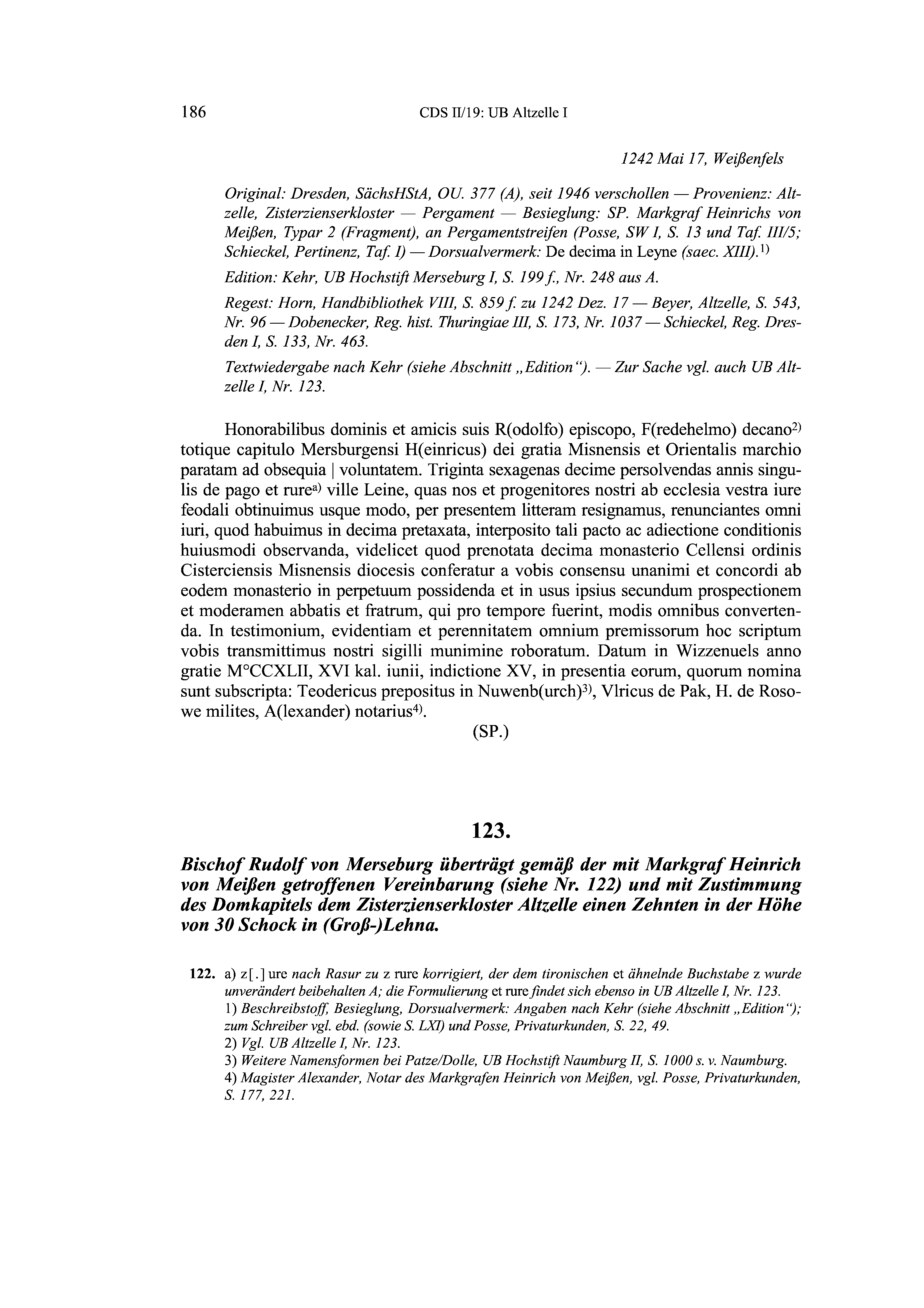 Historische Urkunde Seite 186 aus Band cds2_19