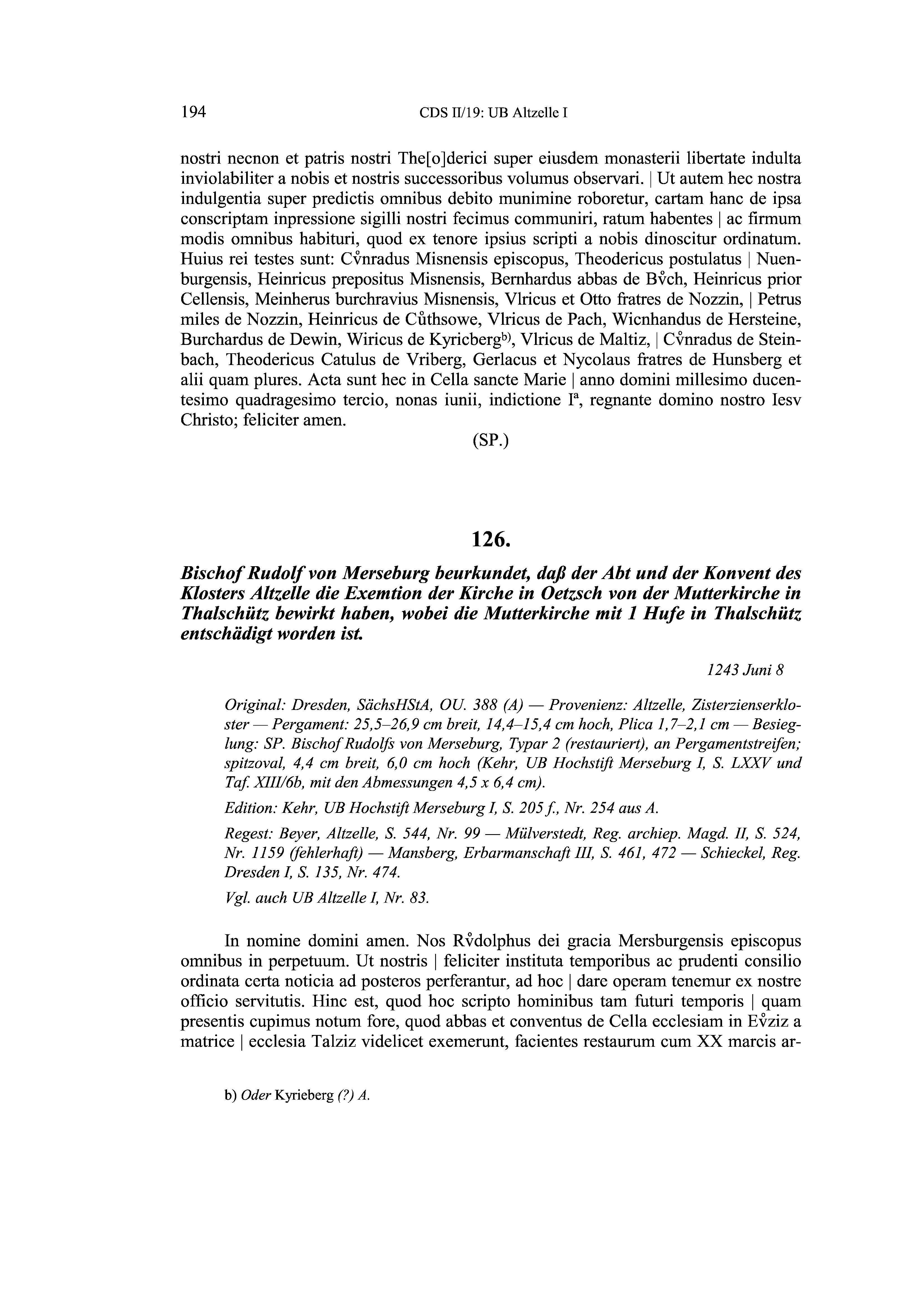 Historische Urkunde Seite 194 aus Band cds2_19