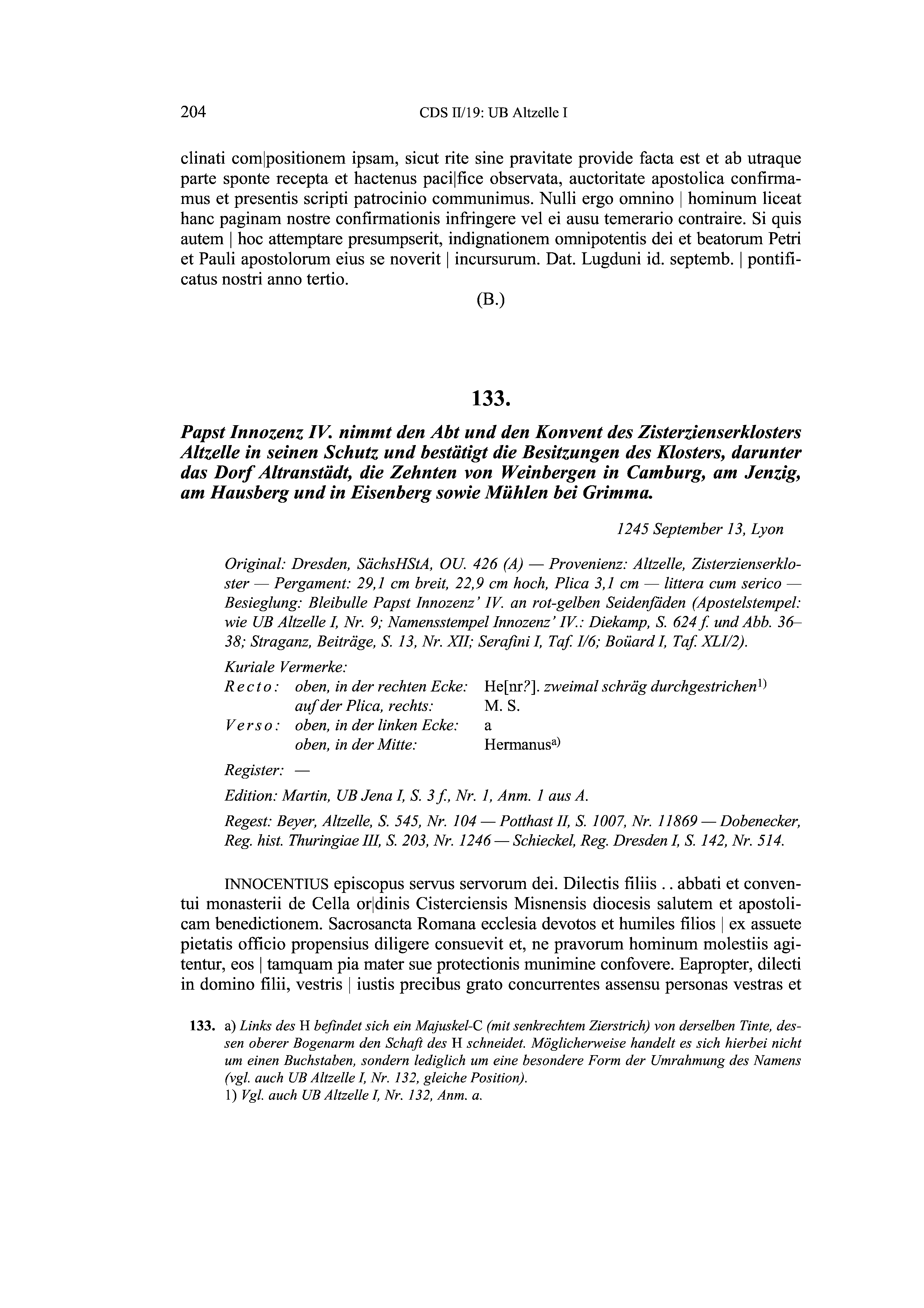 Historische Urkunde Seite 204 aus Band cds2_19