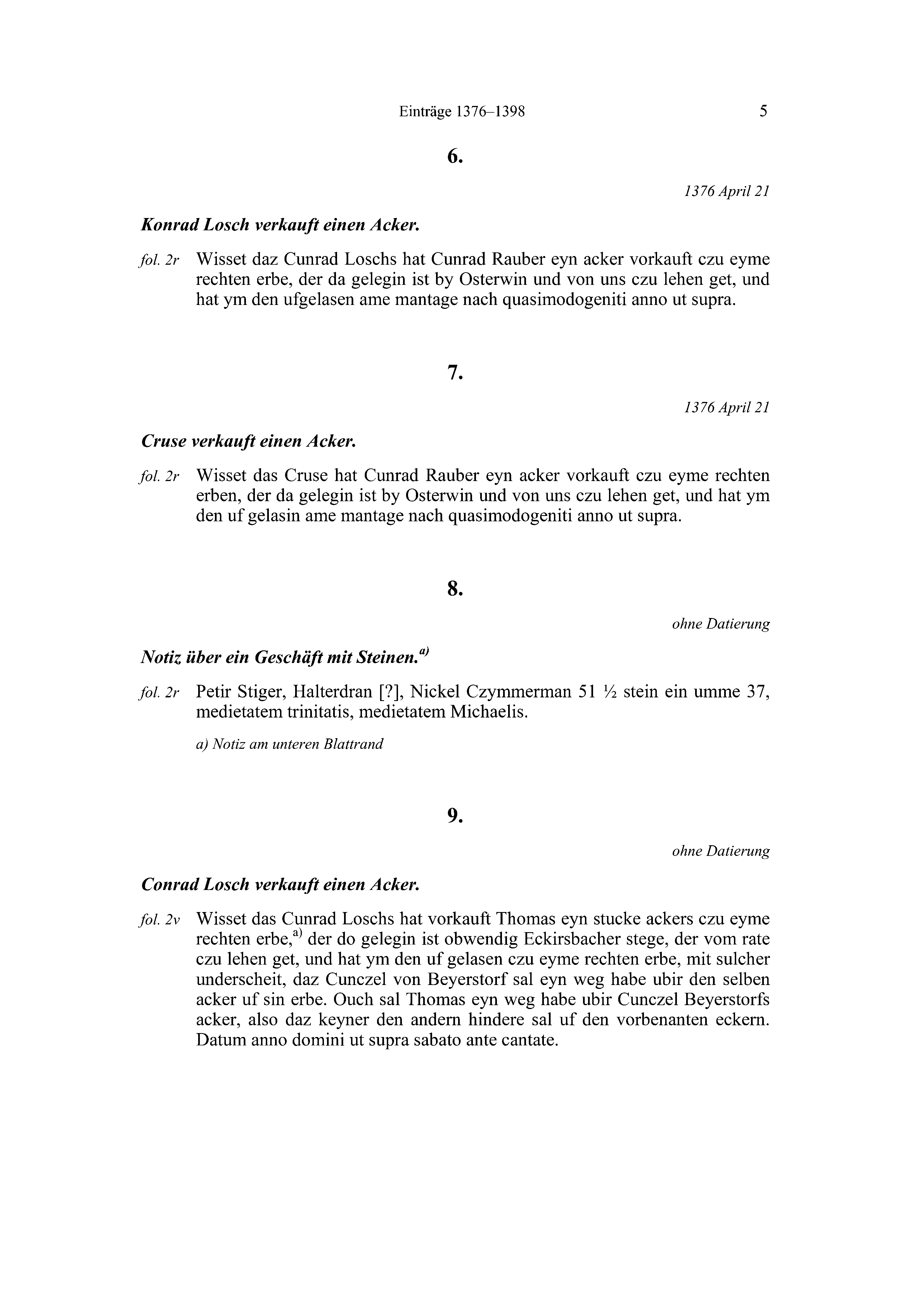 Historische Urkunde Seite 5 aus Band cds2_20