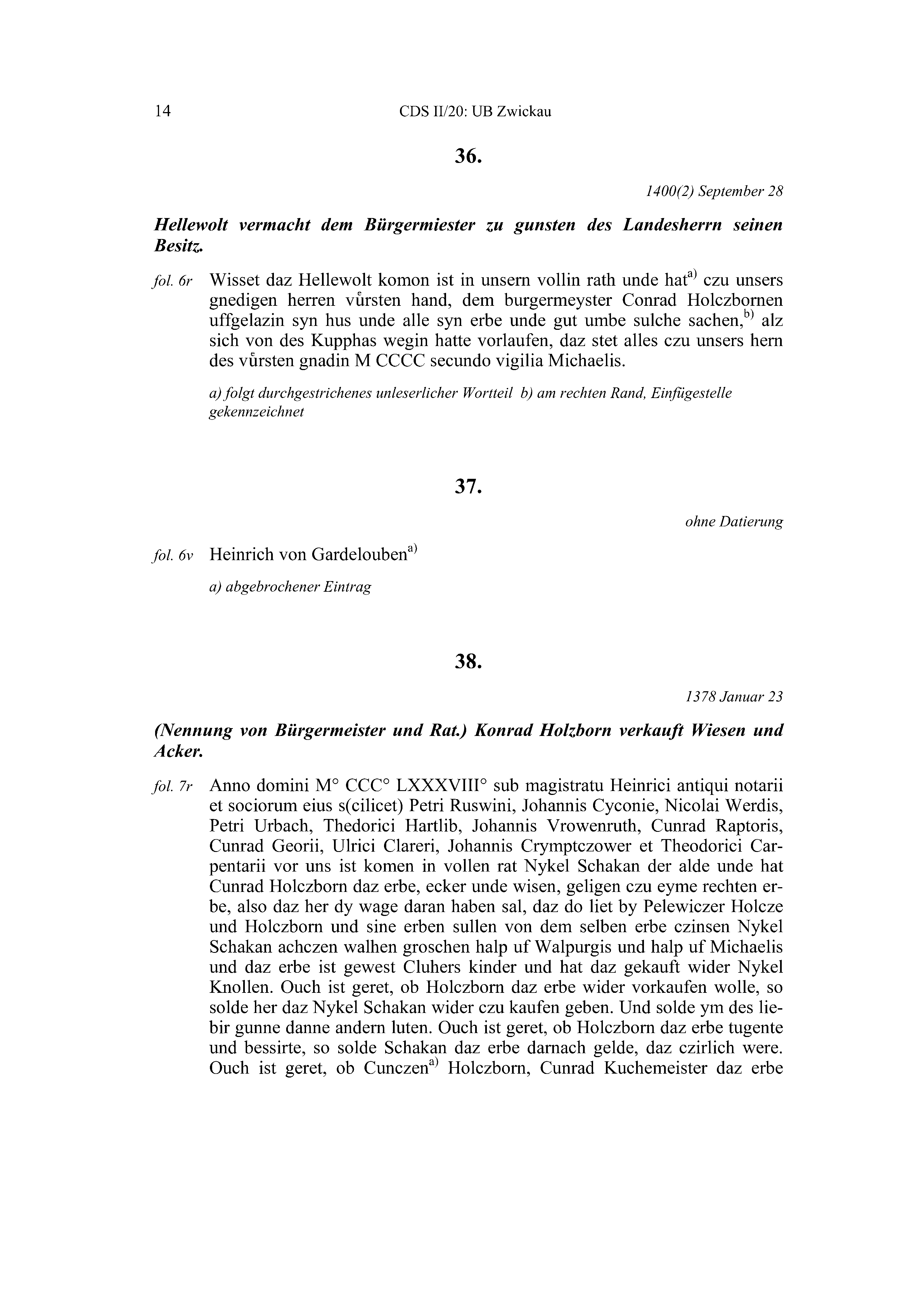 Historische Urkunde Seite 14 aus Band cds2_20