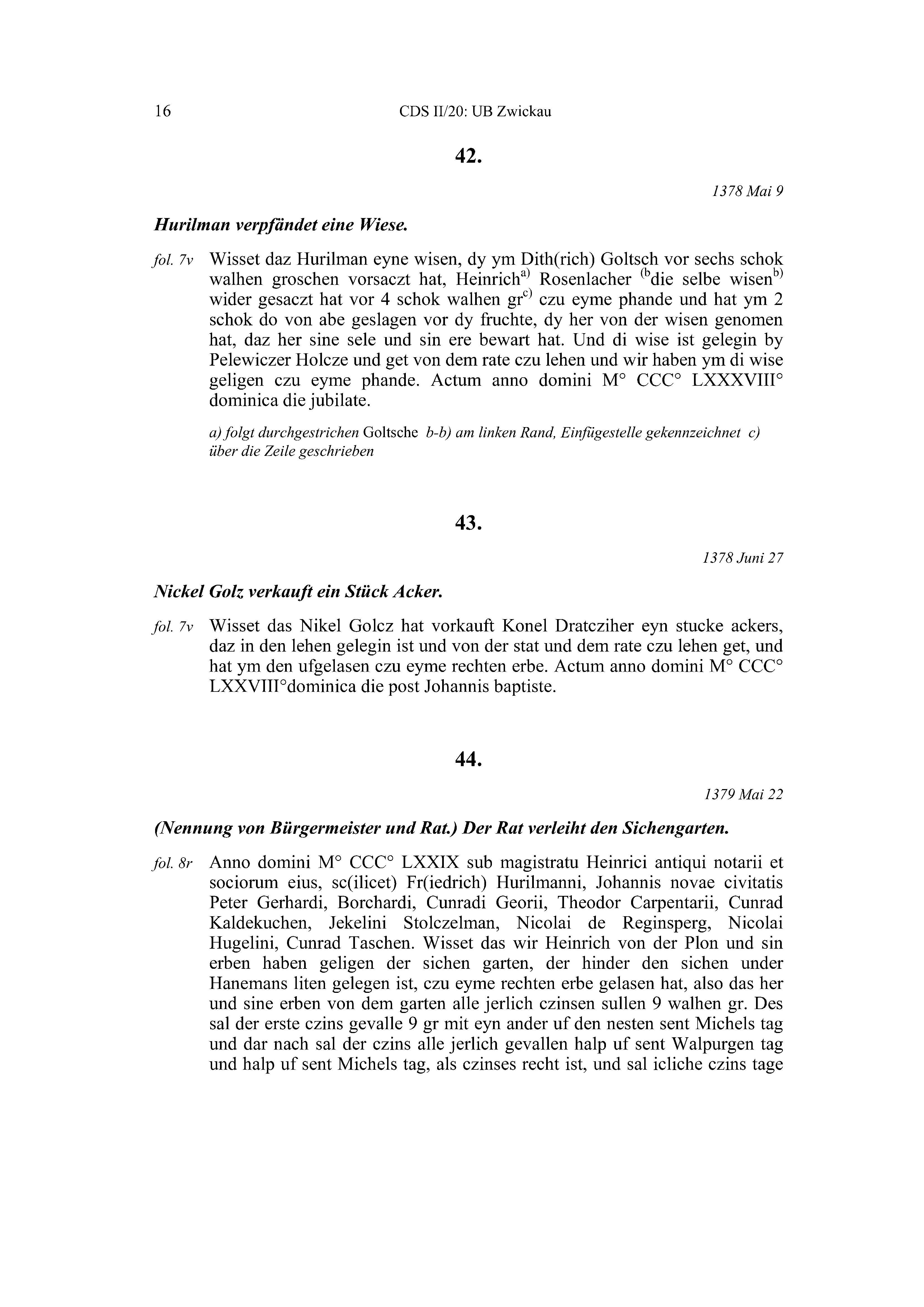 Historische Urkunde Seite 16 aus Band cds2_20