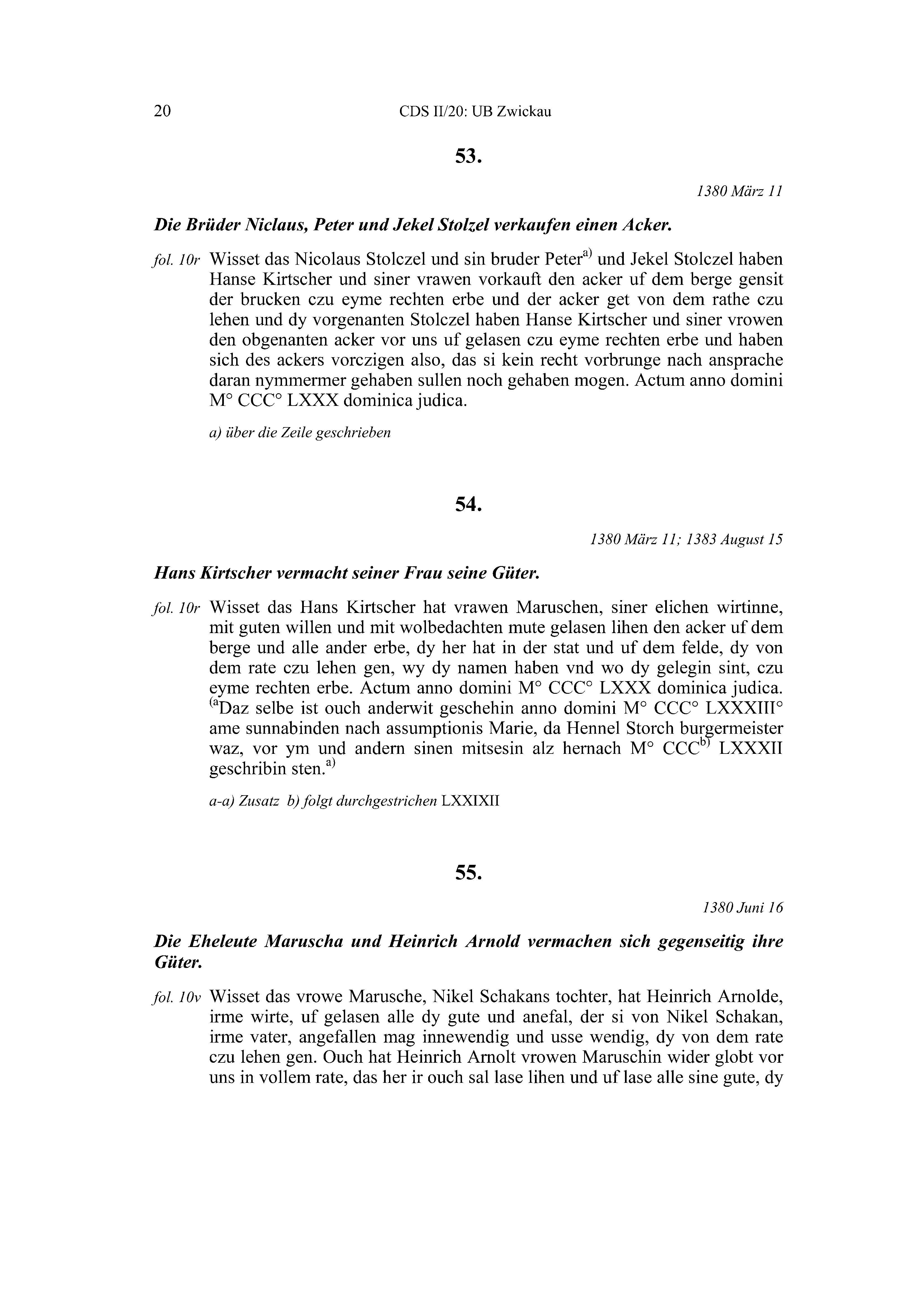 Historische Urkunde Seite 20 aus Band cds2_20