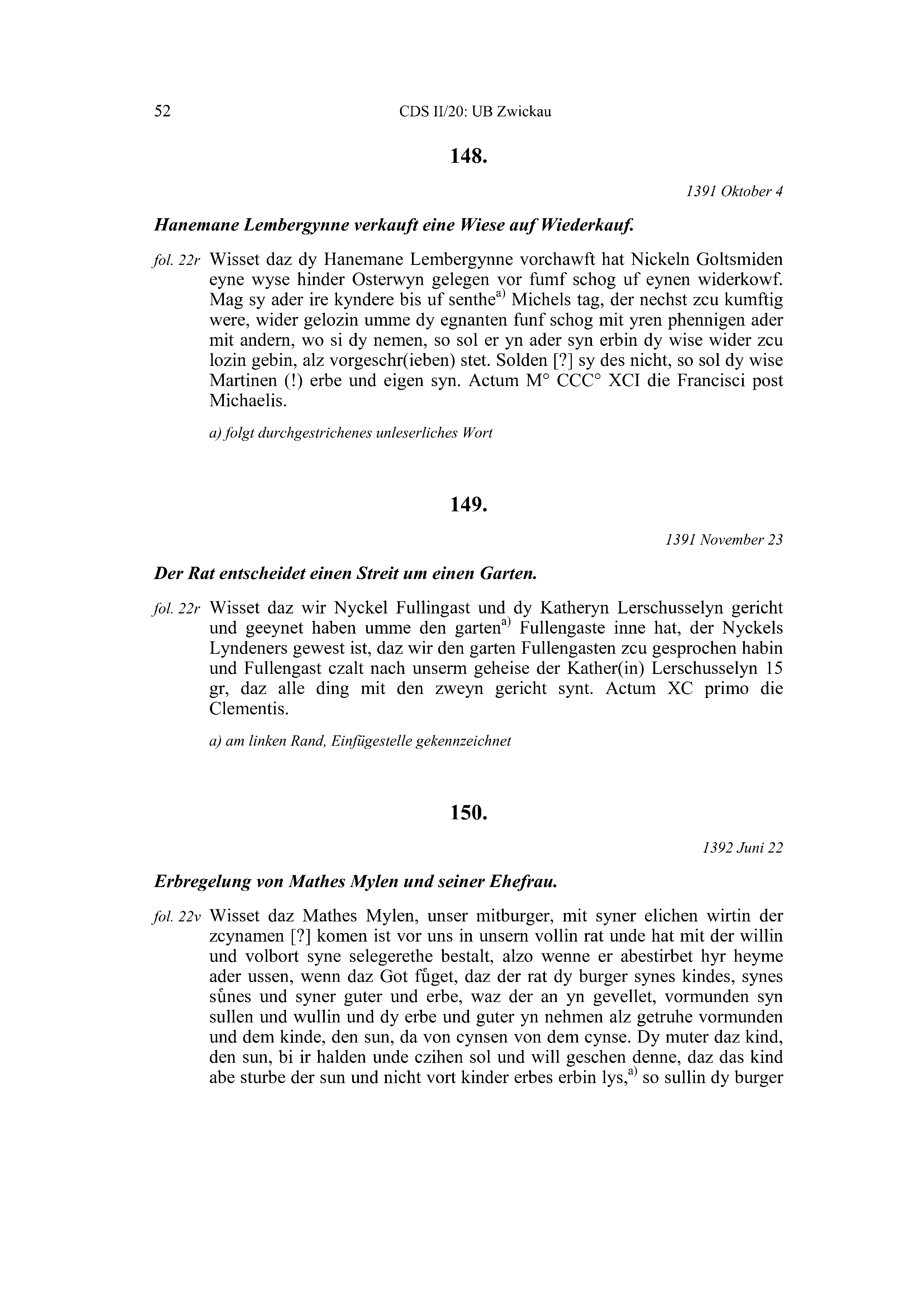 Historische Urkunde Seite 52 aus Band cds2_20