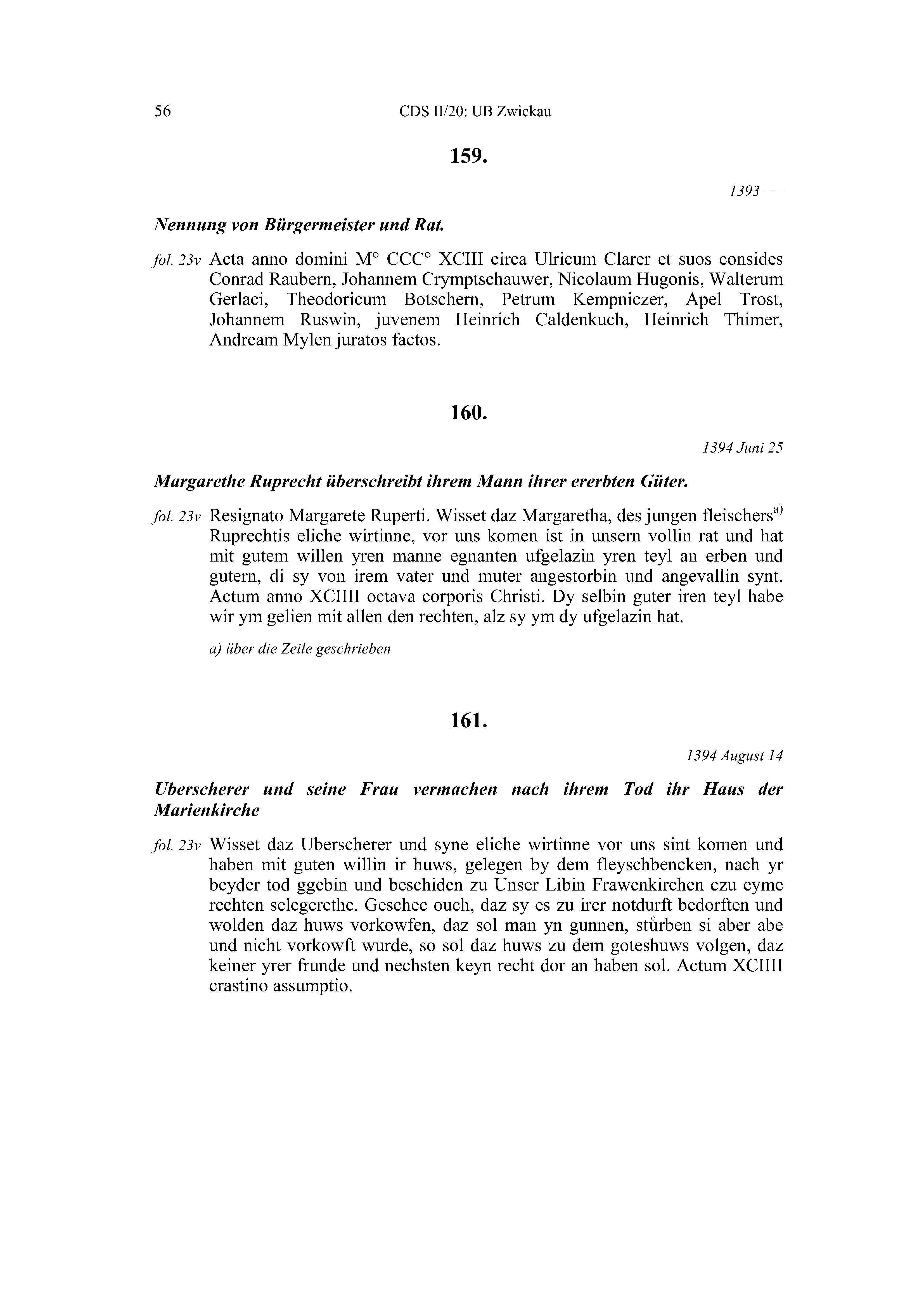 Historische Urkunde Seite 56 aus Band cds2_20