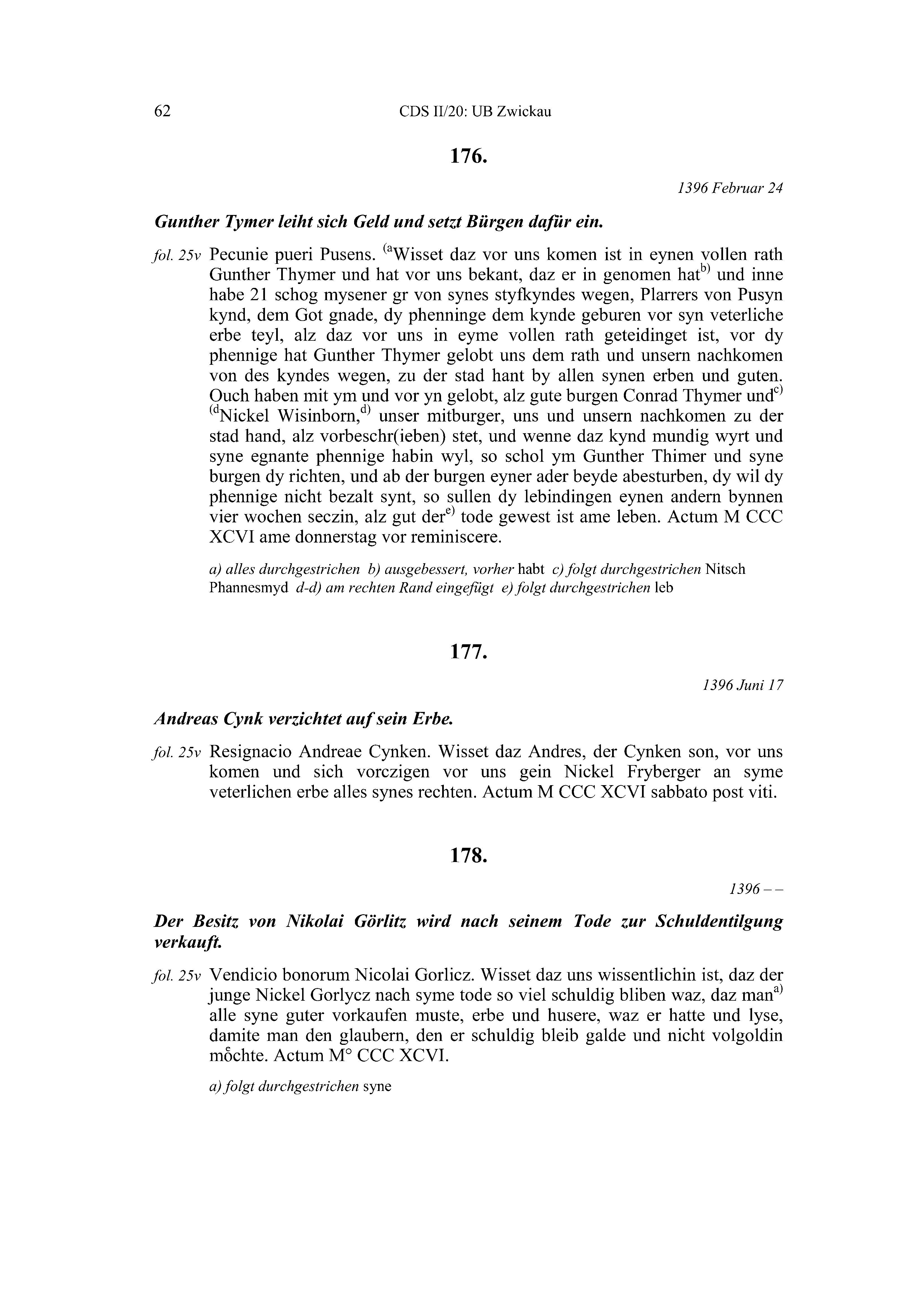 Historische Urkunde Seite 62 aus Band cds2_20