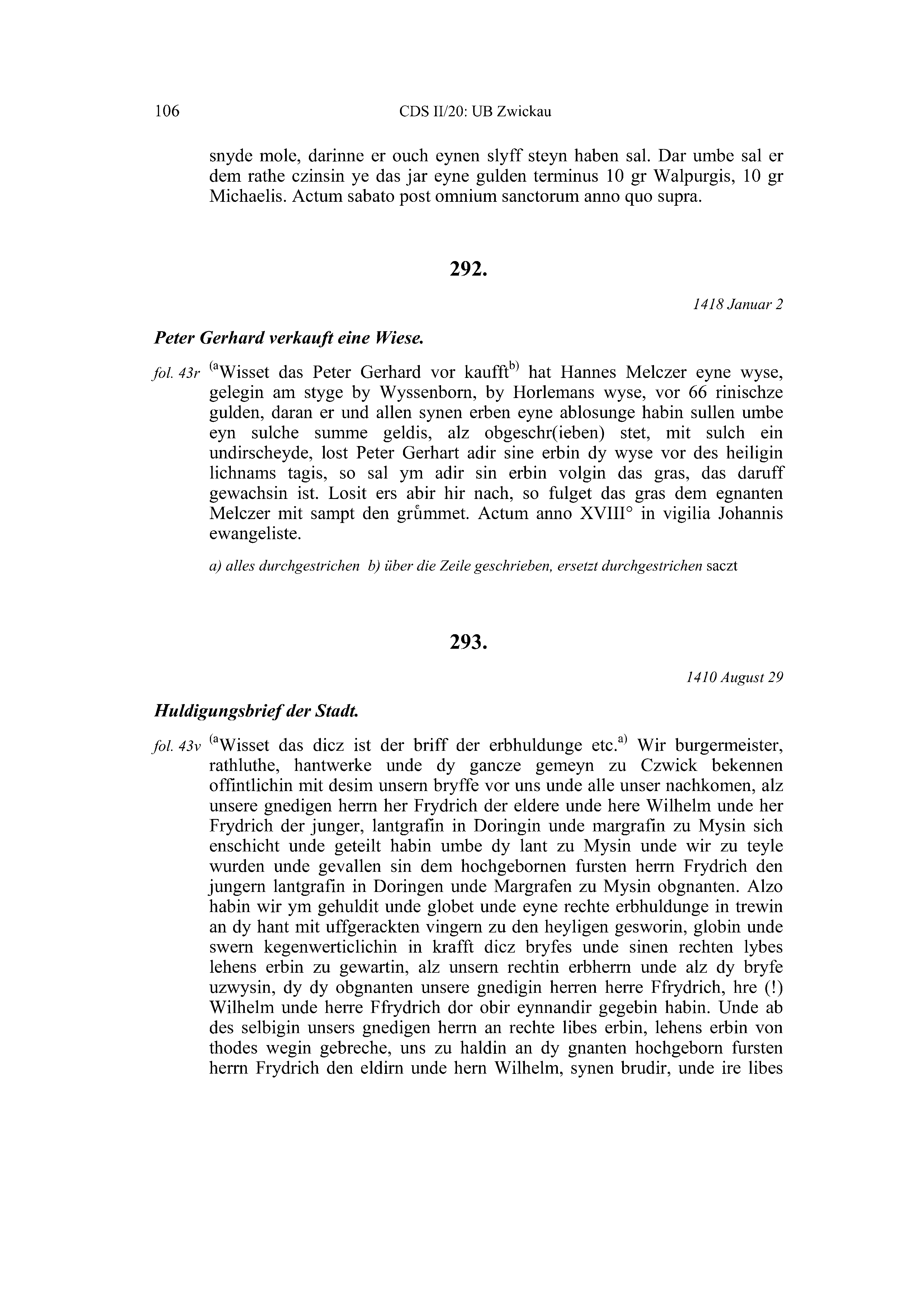 Historische Urkunde Seite 106 aus Band cds2_20