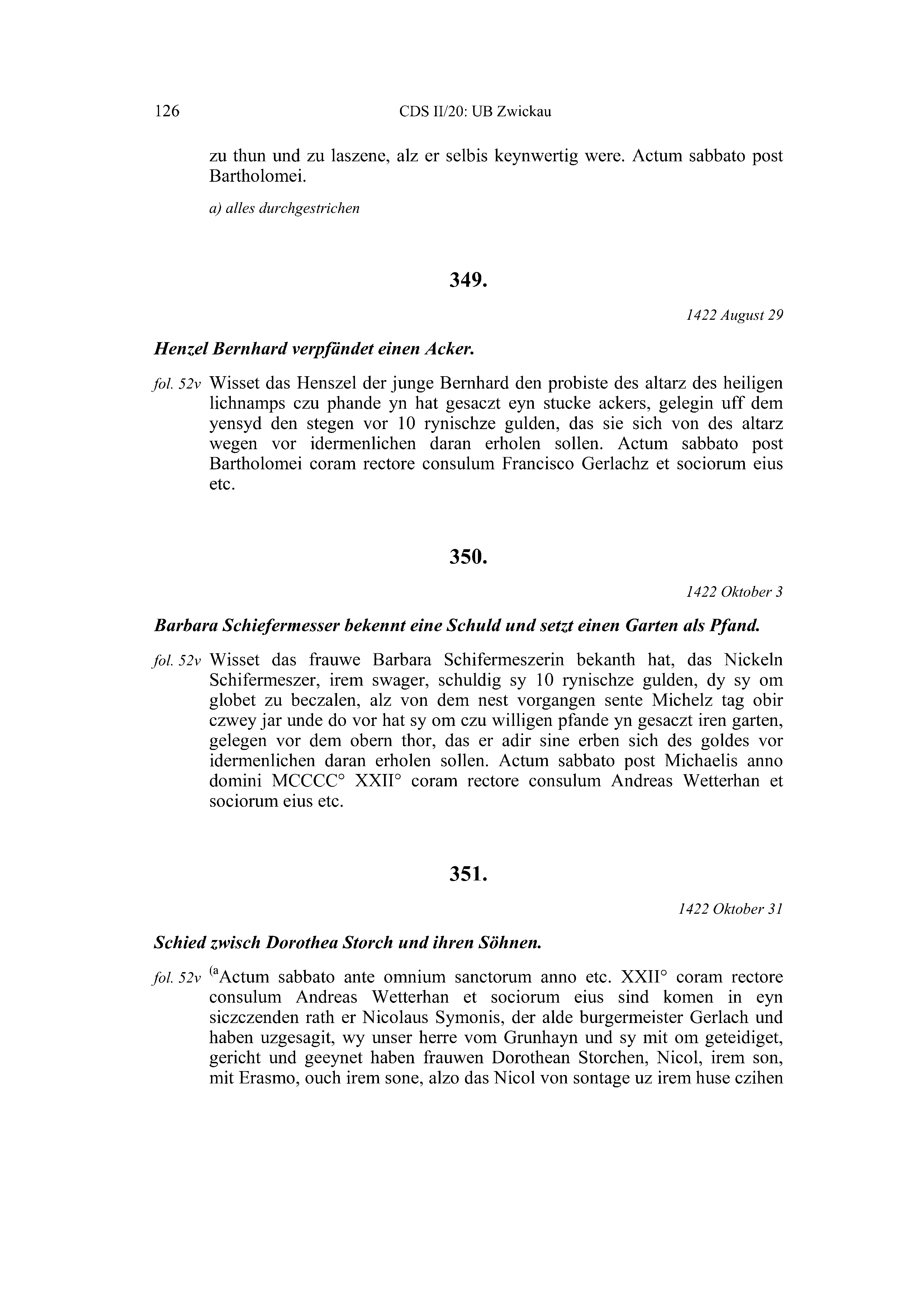 Historische Urkunde Seite 126 aus Band cds2_20