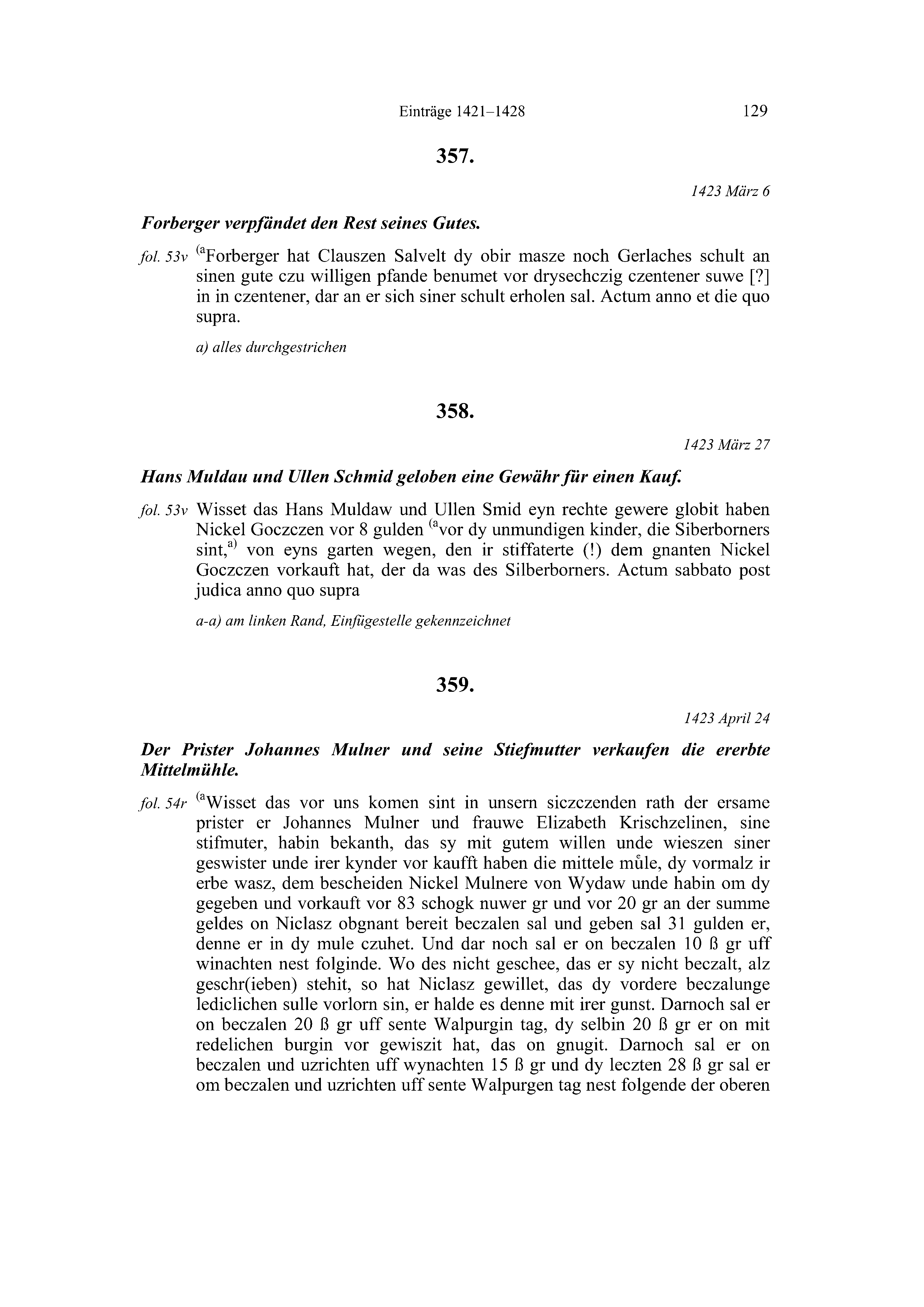 Historische Urkunde Seite 129 aus Band cds2_20