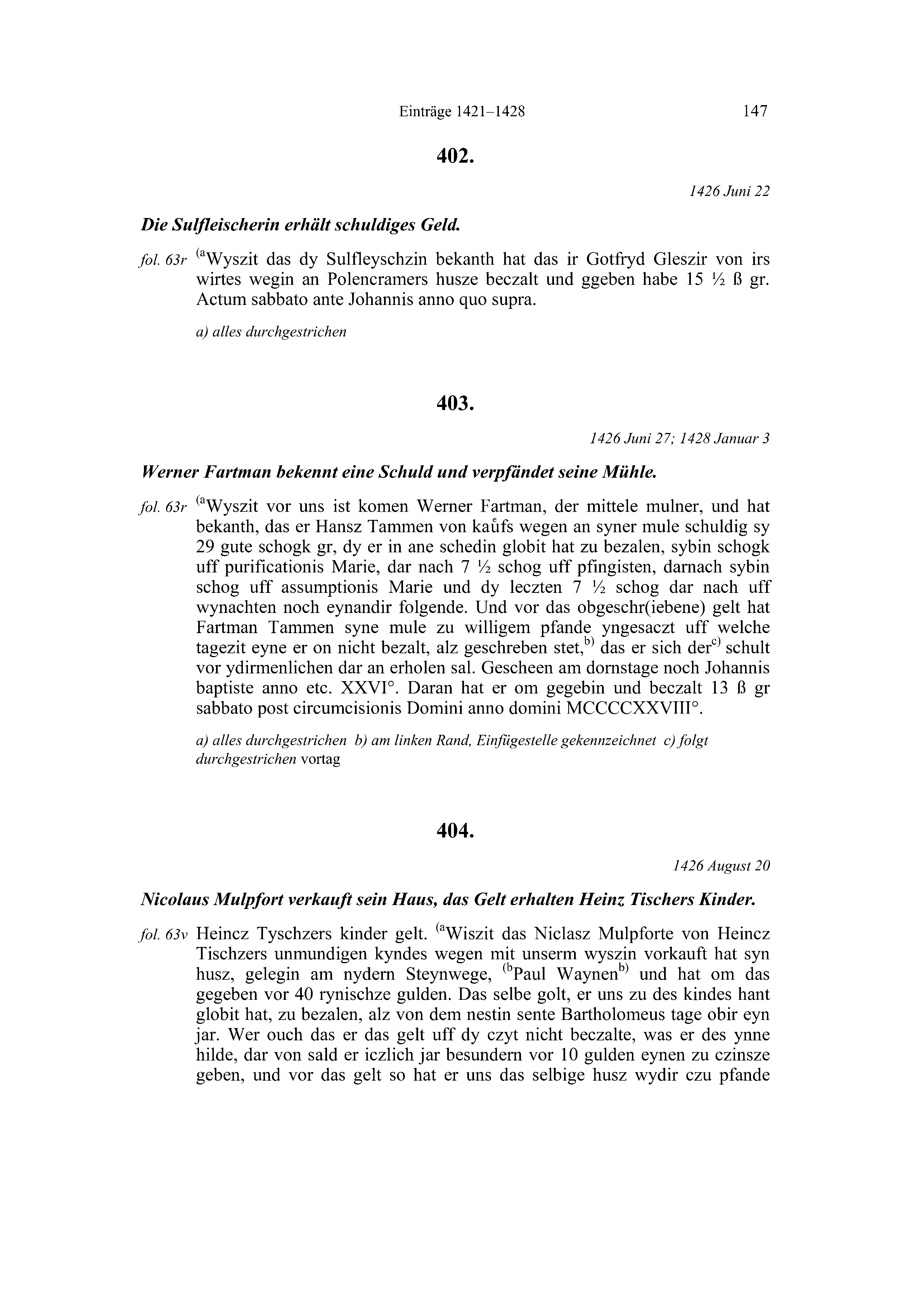 Historische Urkunde Seite 147 aus Band cds2_20