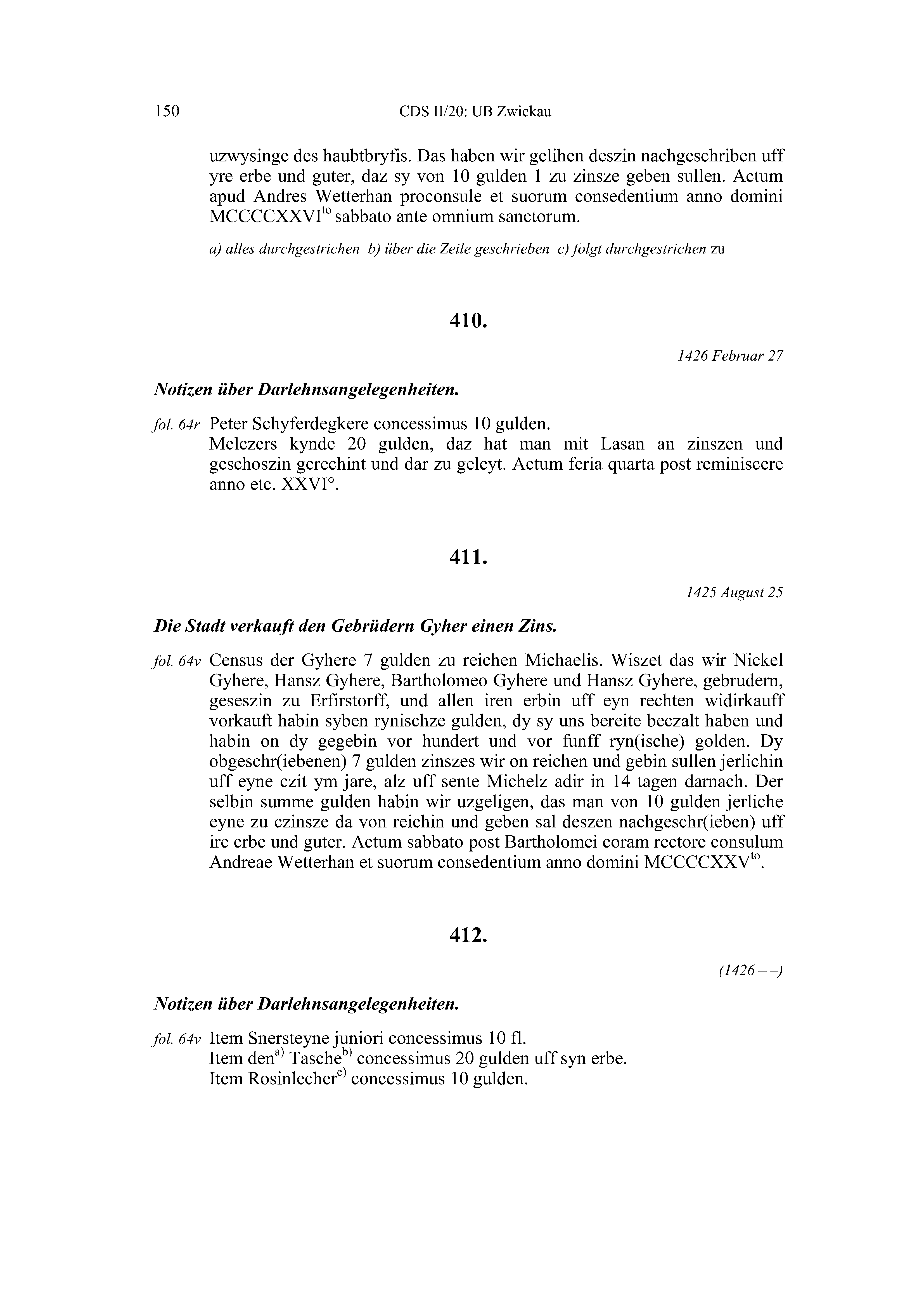 Historische Urkunde Seite 150 aus Band cds2_20