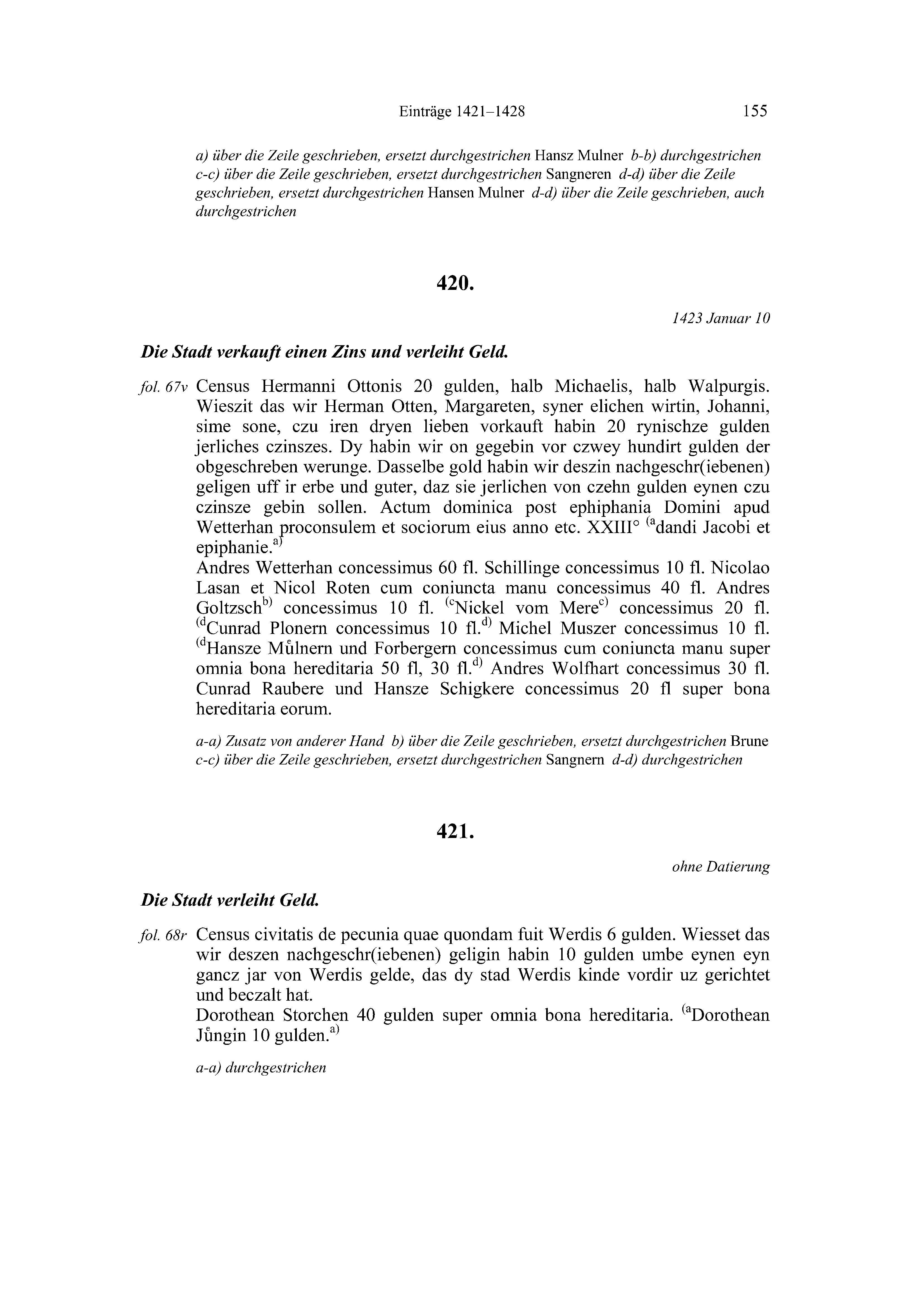 Historische Urkunde Seite 155 aus Band cds2_20