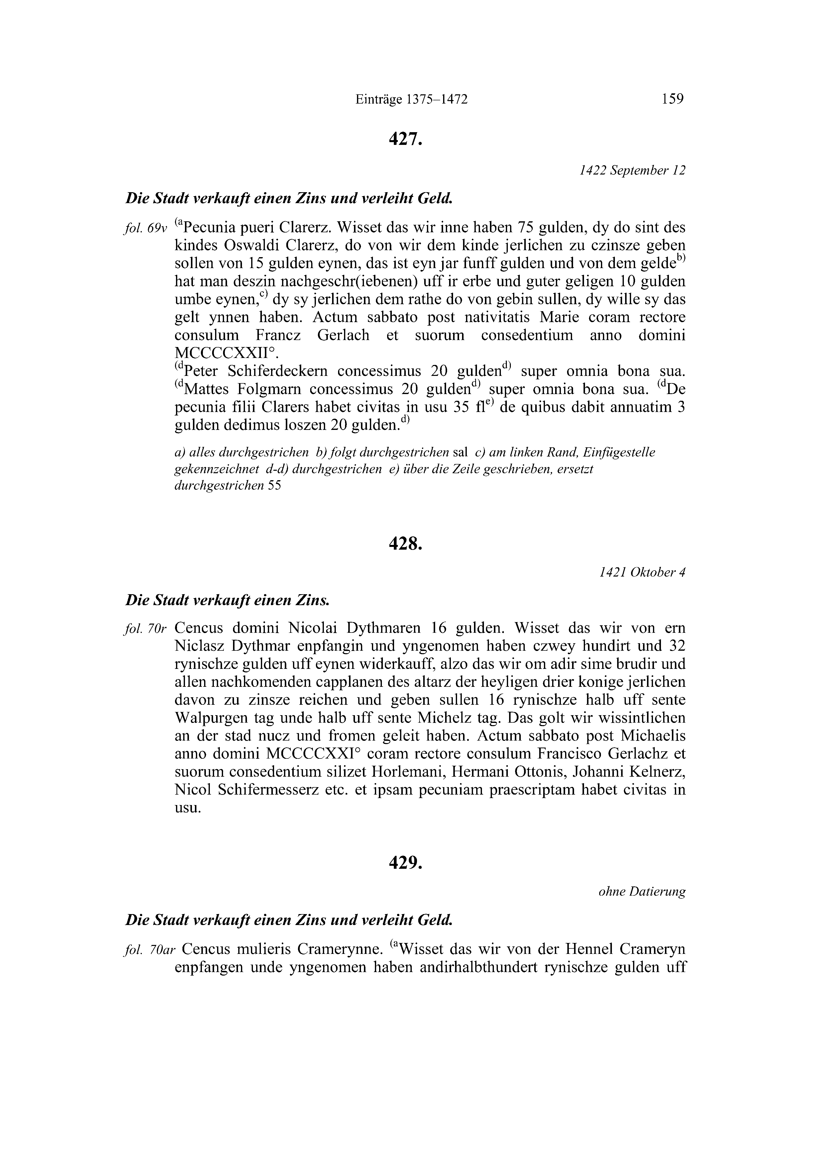 Historische Urkunde Seite 159 aus Band cds2_20