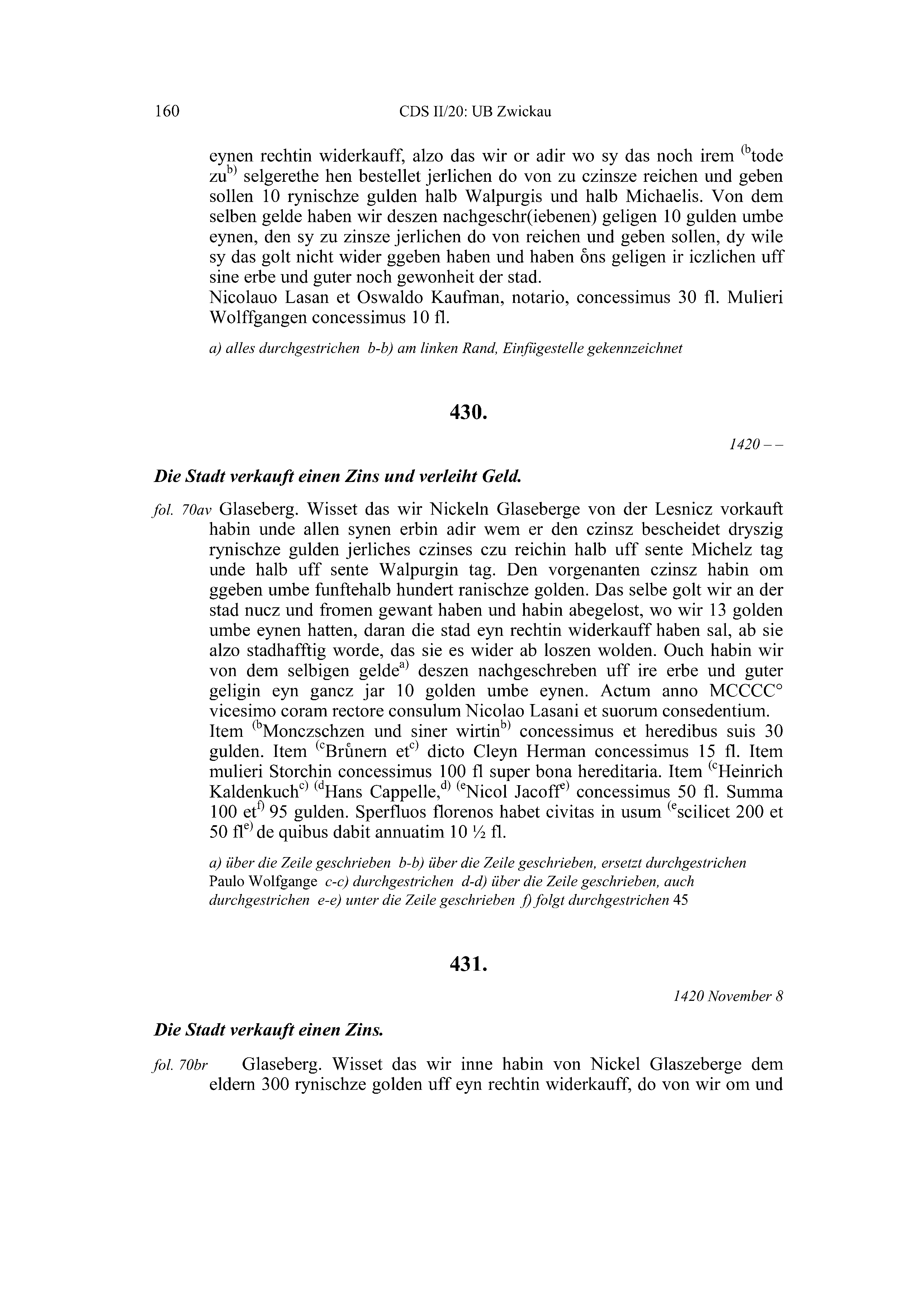 Historische Urkunde Seite 160 aus Band cds2_20