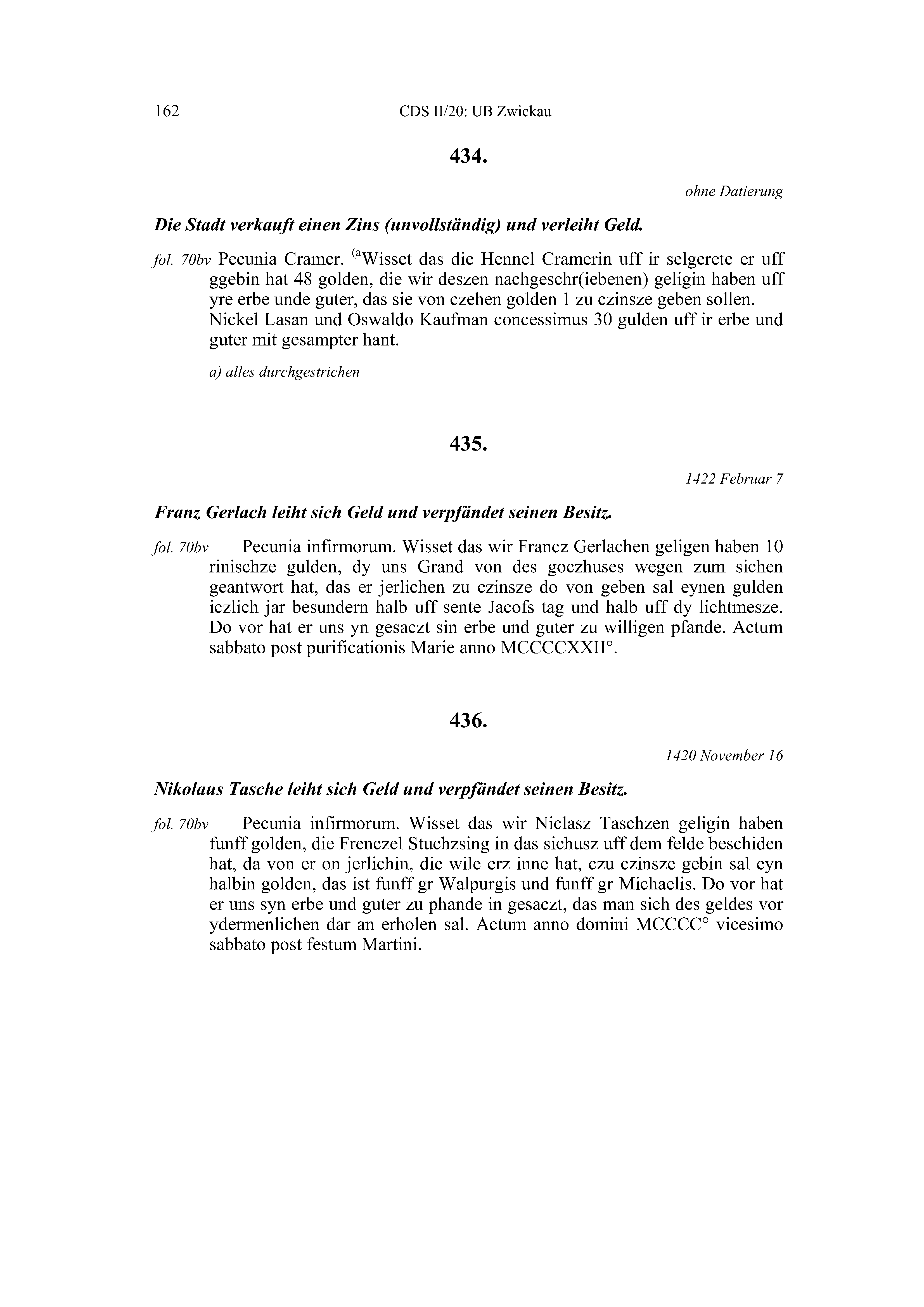 Historische Urkunde Seite 162 aus Band cds2_20