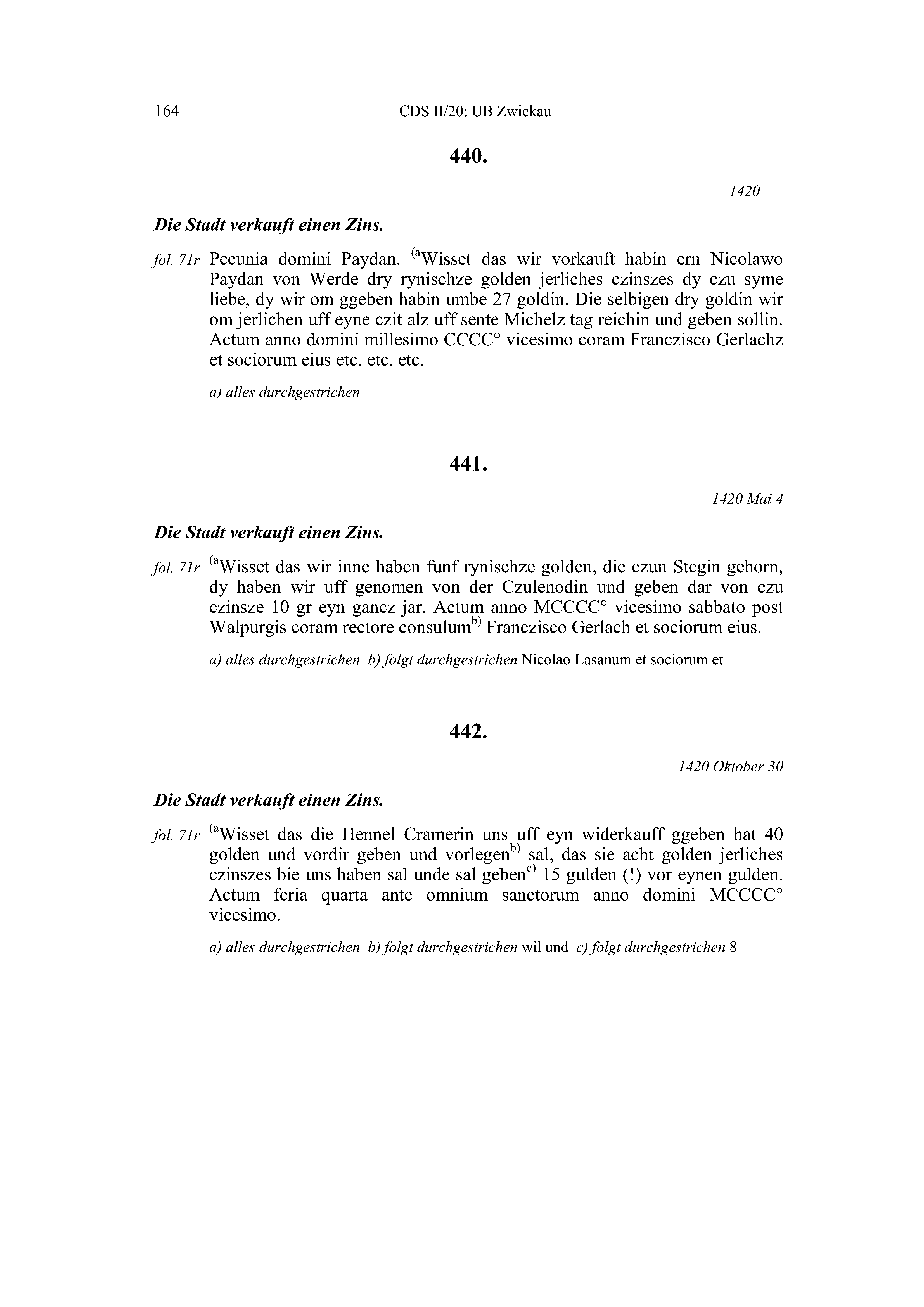 Historische Urkunde Seite 164 aus Band cds2_20