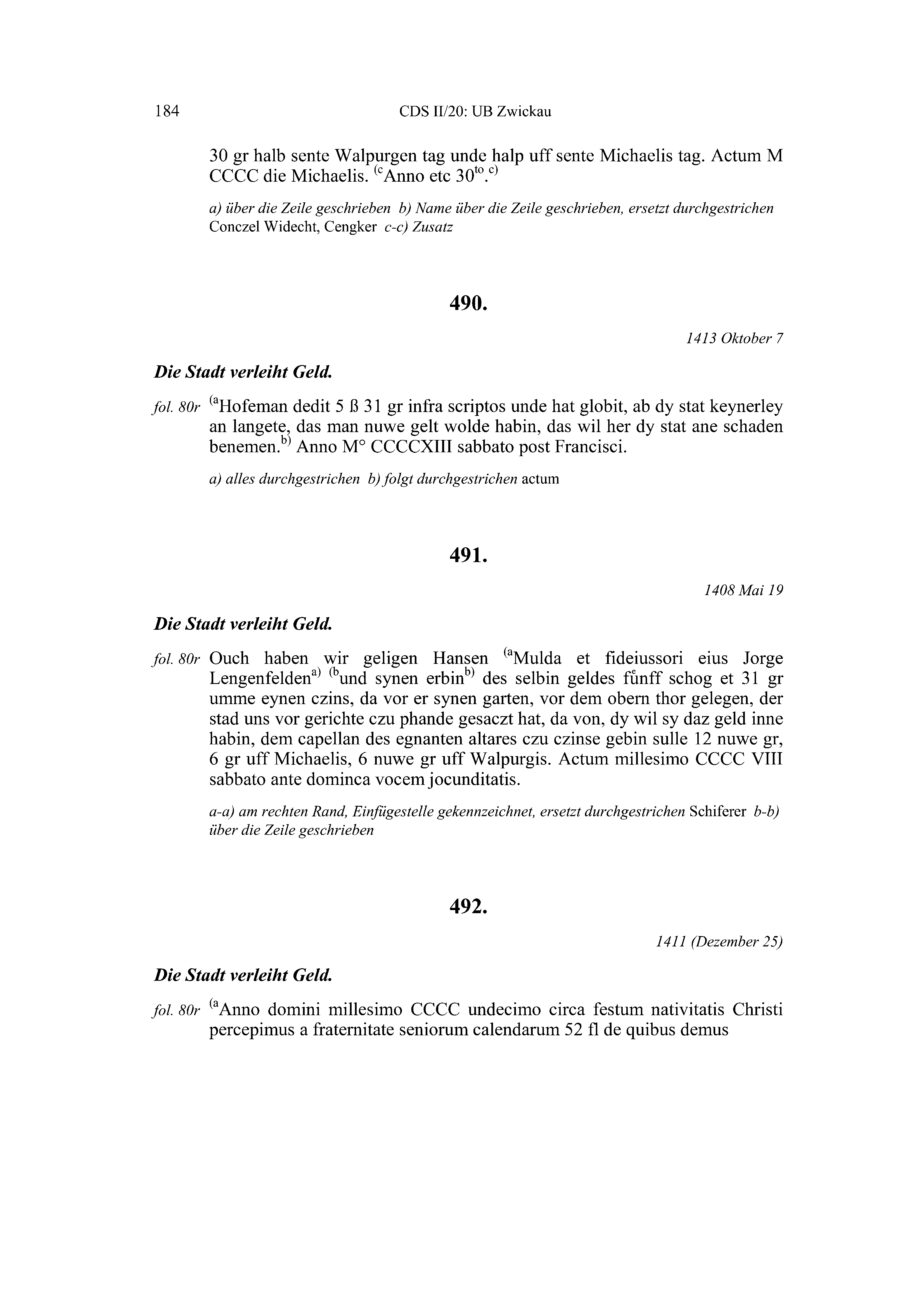 Historische Urkunde Seite 184 aus Band cds2_20