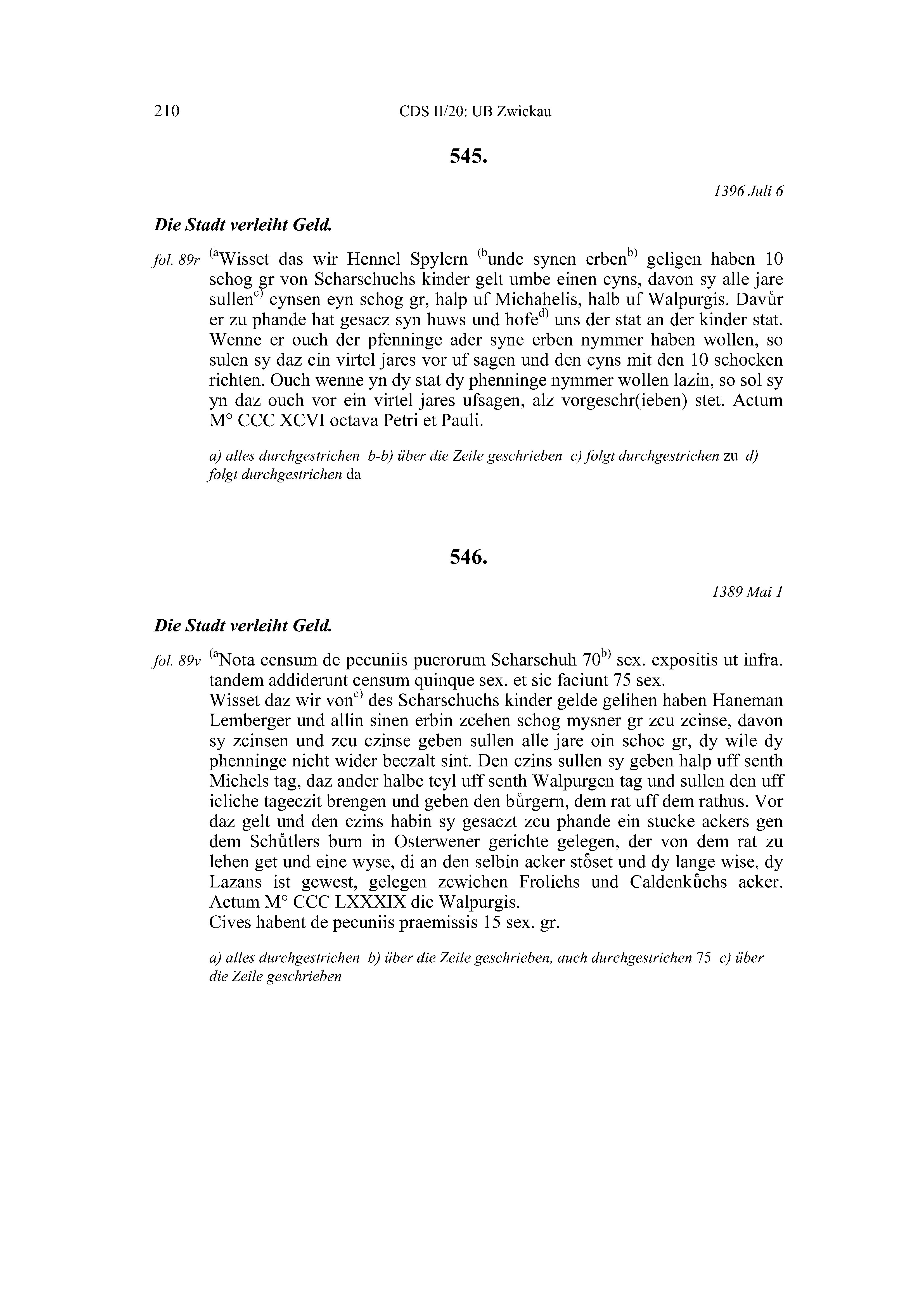 Historische Urkunde Seite 210 aus Band cds2_20