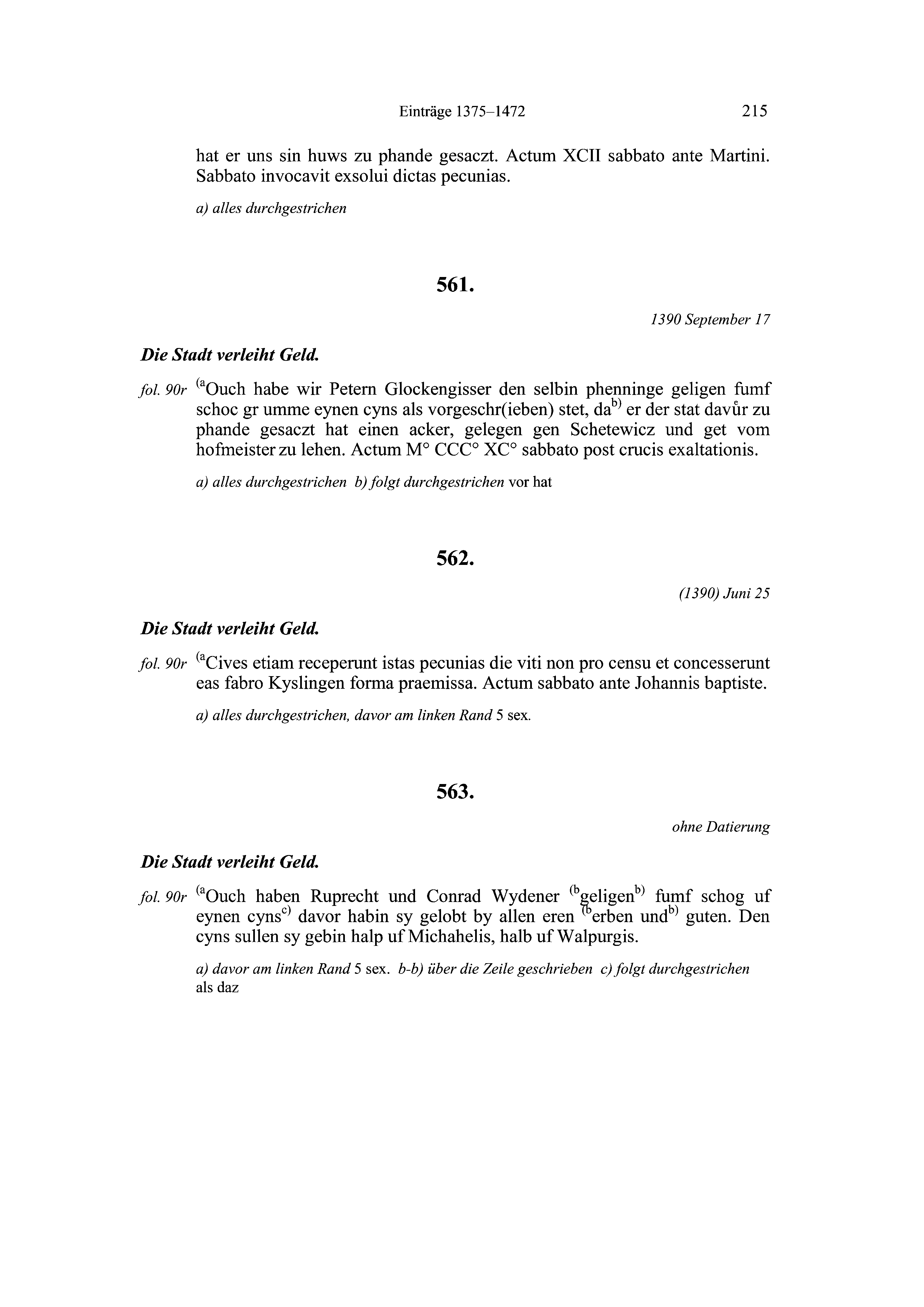Historische Urkunde Seite 215 aus Band cds2_20