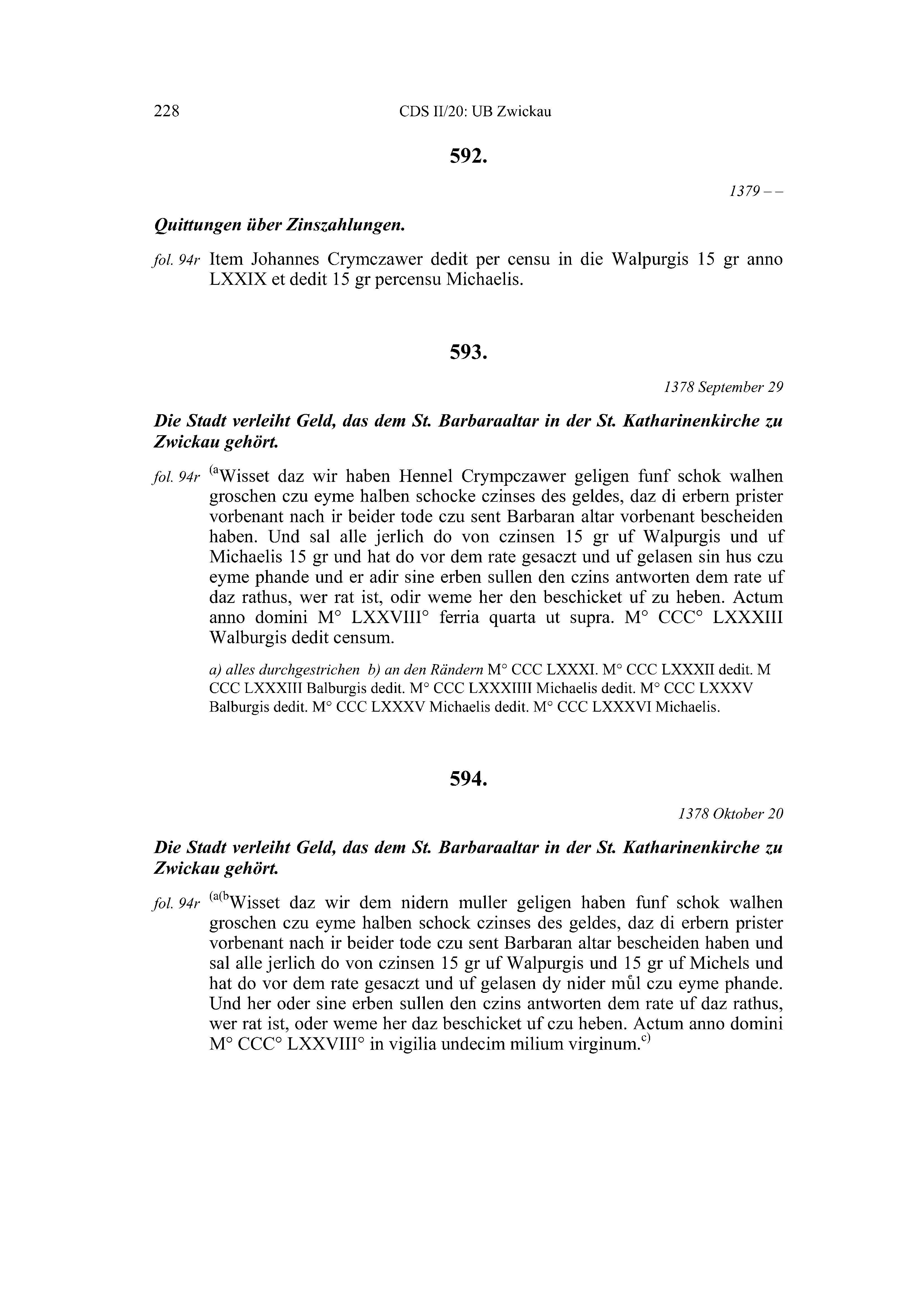 Historische Urkunde Seite 228 aus Band cds2_20