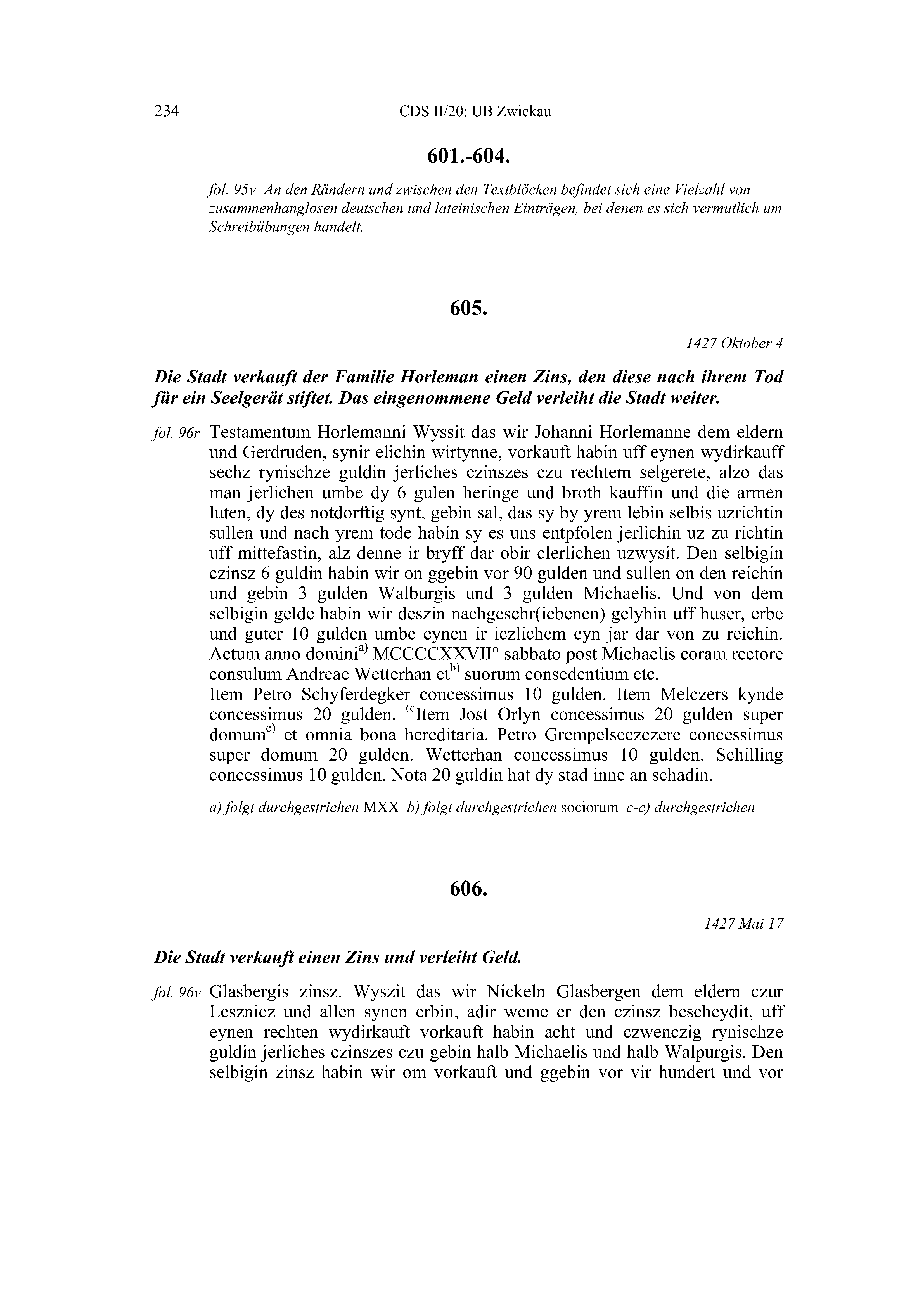 Historische Urkunde Seite 234 aus Band cds2_20