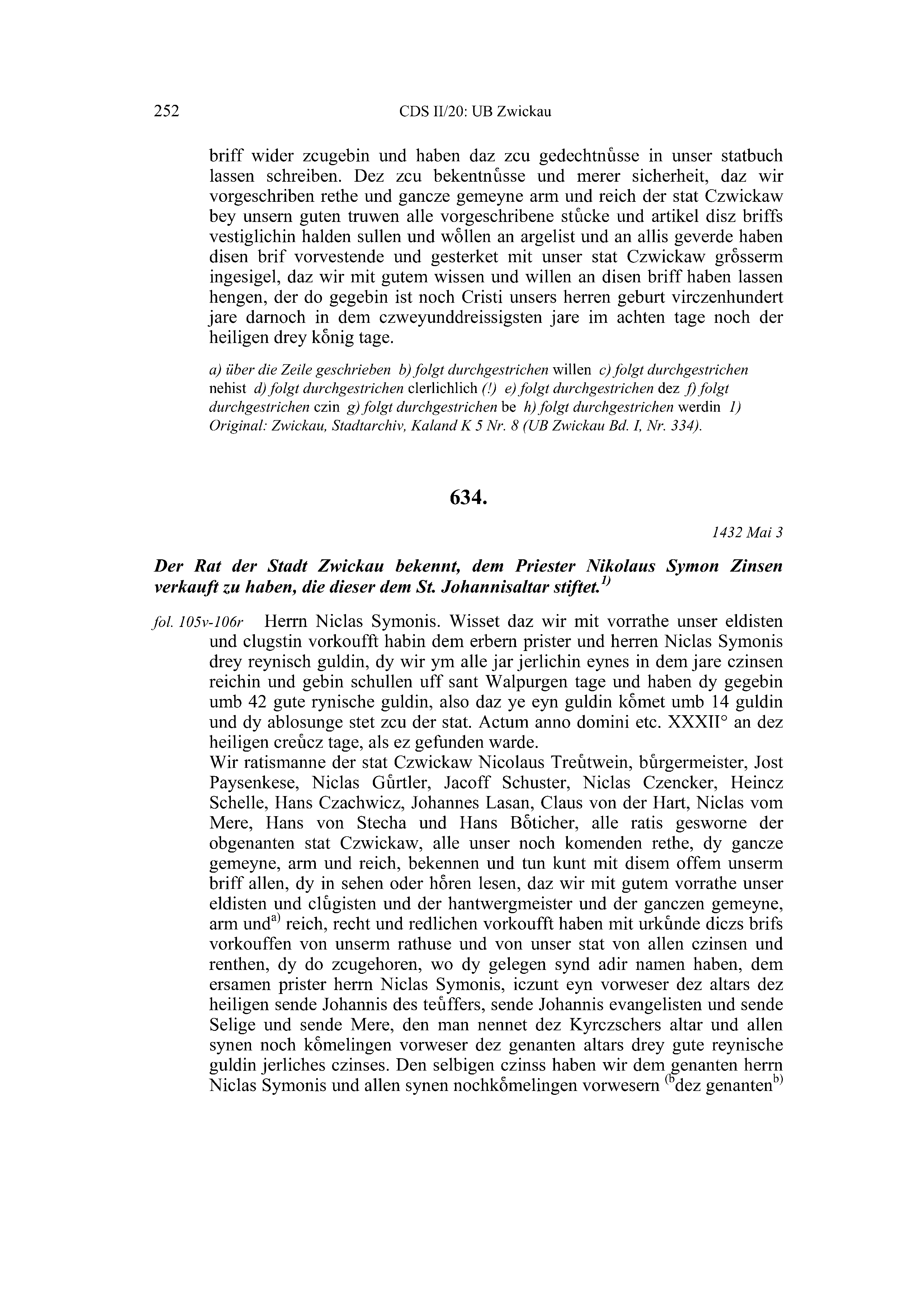 Historische Urkunde Seite 252 aus Band cds2_20