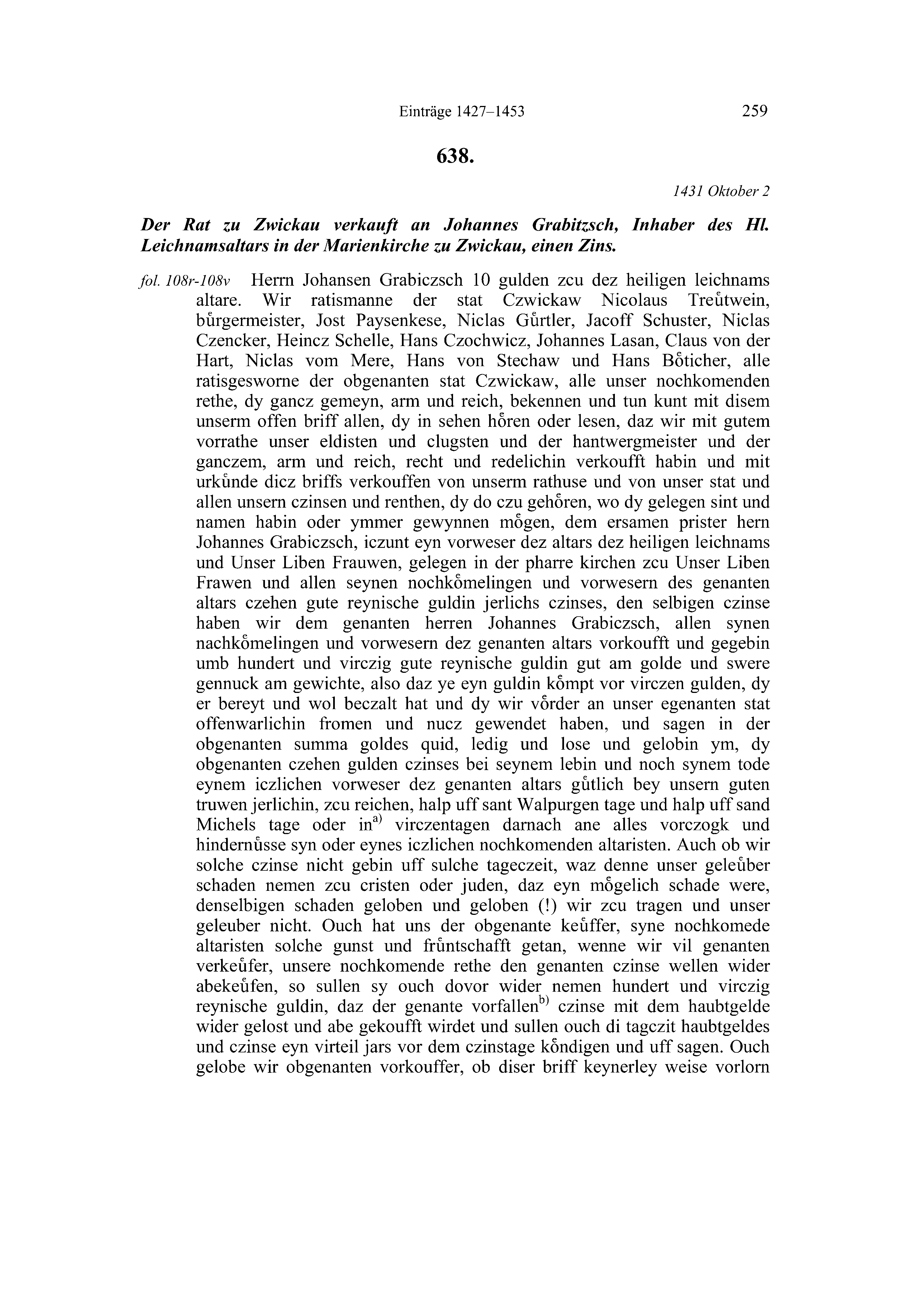 Historische Urkunde Seite 259 aus Band cds2_20