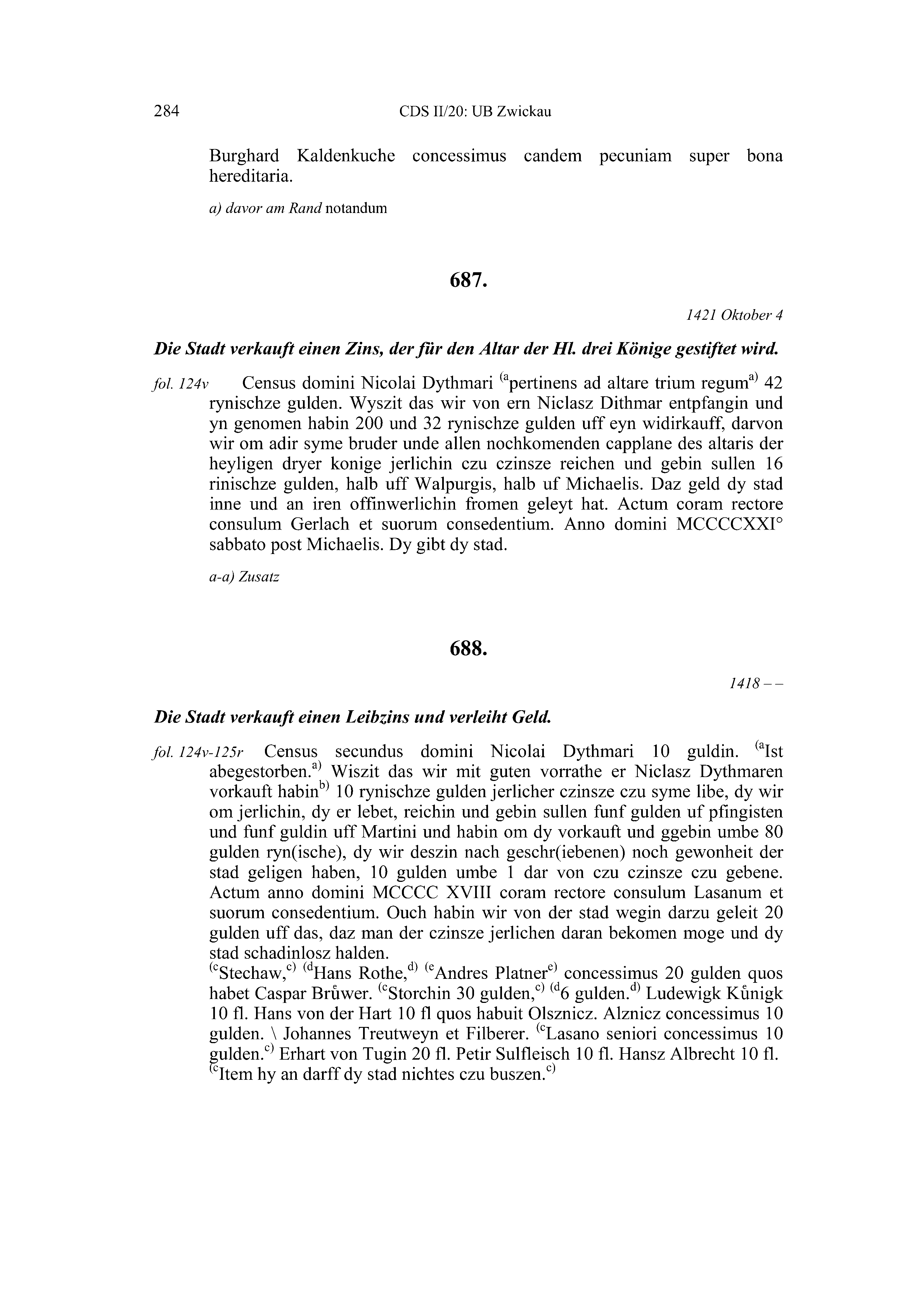 Historische Urkunde Seite 284 aus Band cds2_20