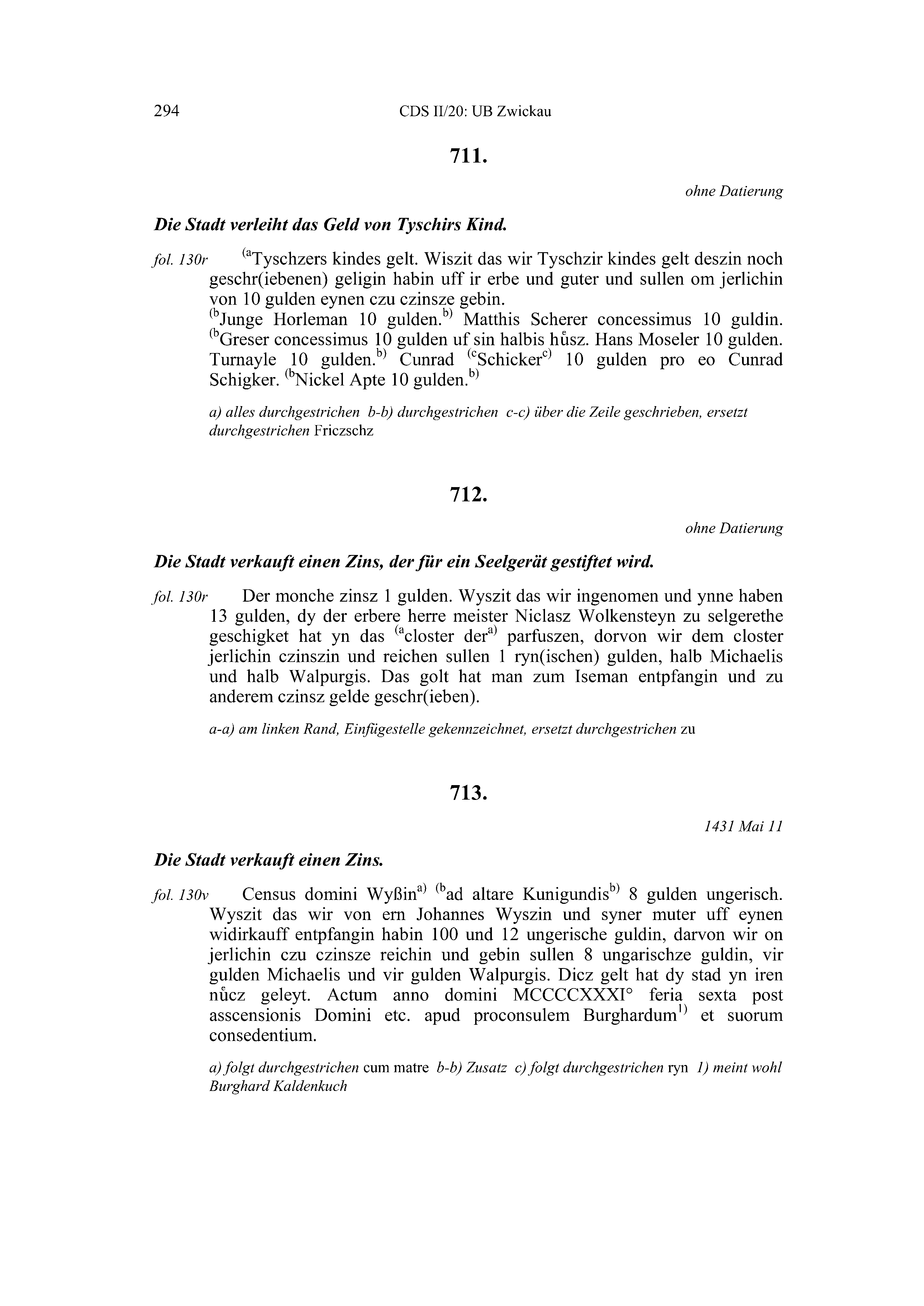 Historische Urkunde Seite 294 aus Band cds2_20