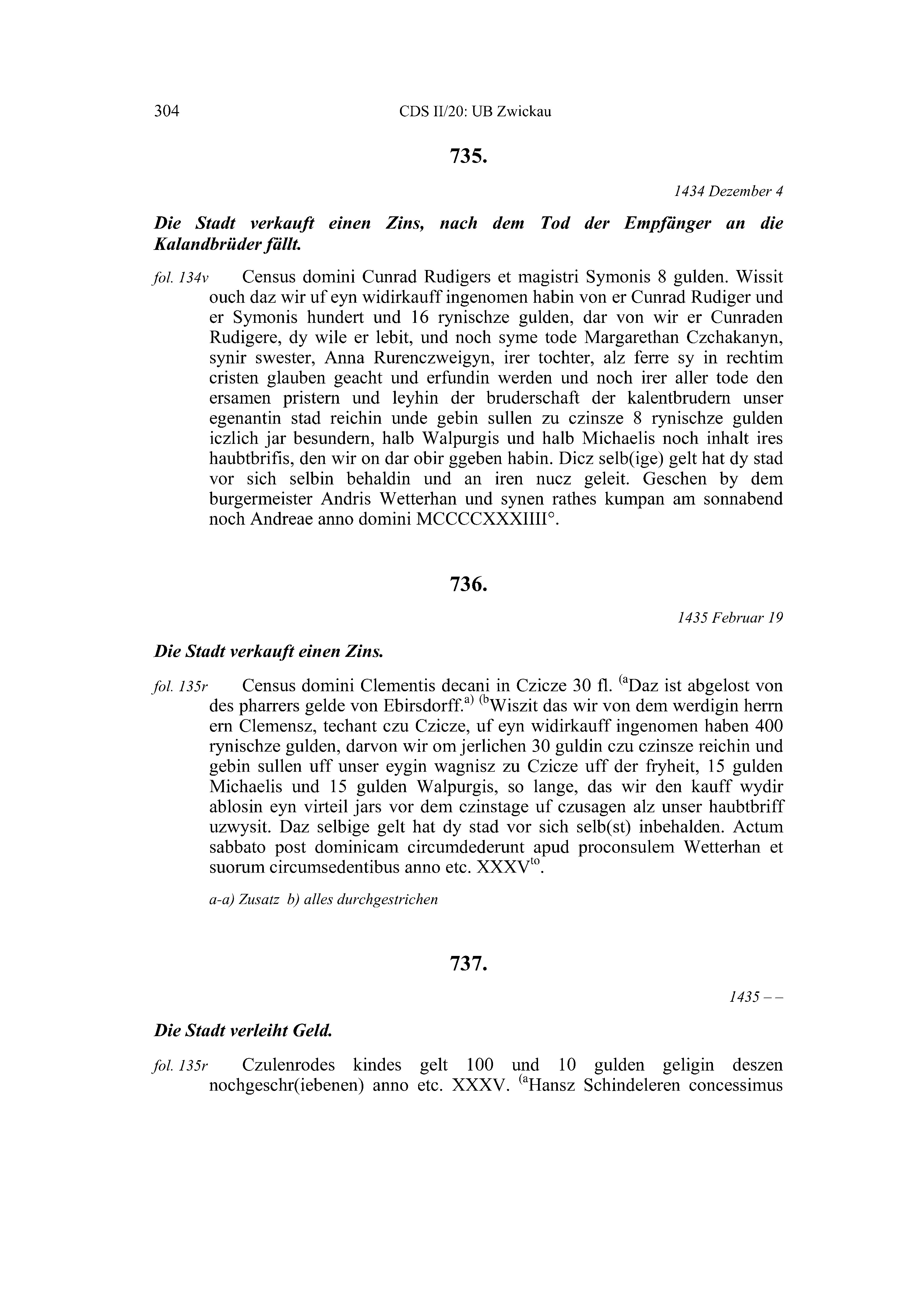 Historische Urkunde Seite 304 aus Band cds2_20
